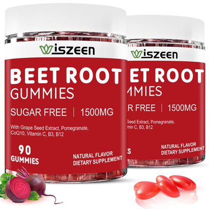 Wiszeen Beet Root Gummies - 60 Servings - Beets Gummies Beet Chews Nitric Oxide WiszeenUS supplements