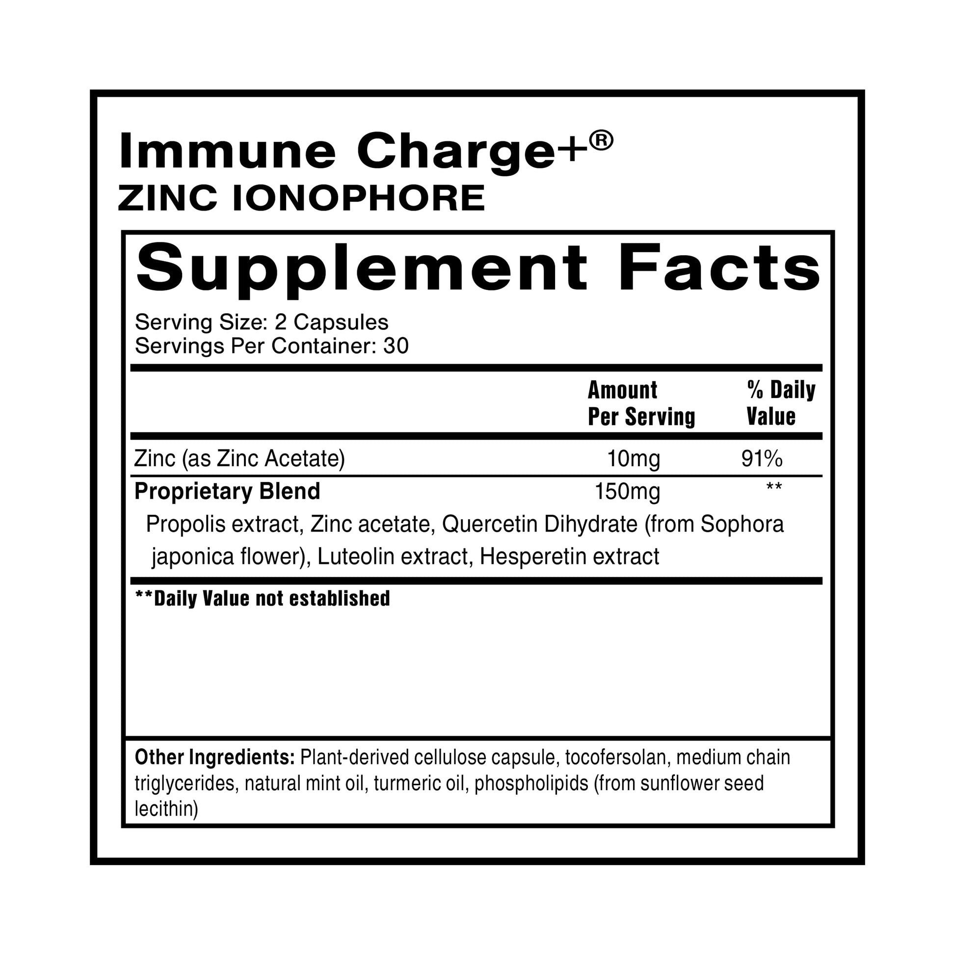 Quicksilver Scientific Immune Charge+ Zinc Ionophore - Zinc Supplement Complexed with Quercetin, Luteolin, Hesperetin Immune + GI Support (60 Capsules) Quicksilver ScientificUS supplements