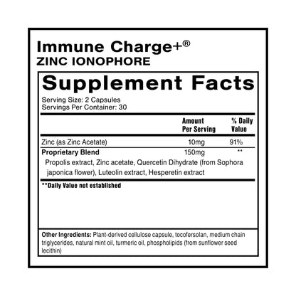 Quicksilver Scientific Immune Charge+ Zinc Ionophore - Zinc Supplement Complexed with Quercetin, Luteolin, Hesperetin Immune + GI Support (60 Capsules) Quicksilver ScientificUS supplements