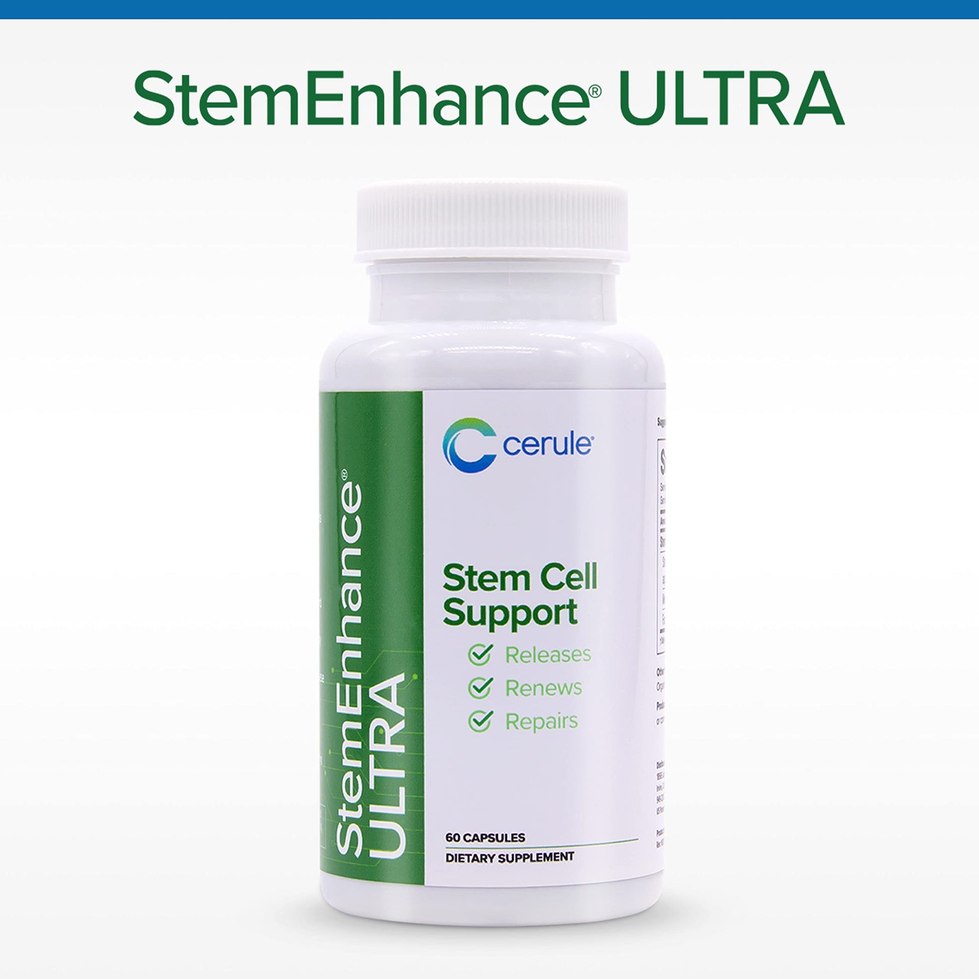 Cerule StemEnhance Ultra Natural Stem Cell Support Supplement – Freshwater Microalgae and Marine Macroalgae Extracts for Cellular Renewal, Immune Function, Energy, and Tissue Recovery – 60 Capsules CeruleAu supplements