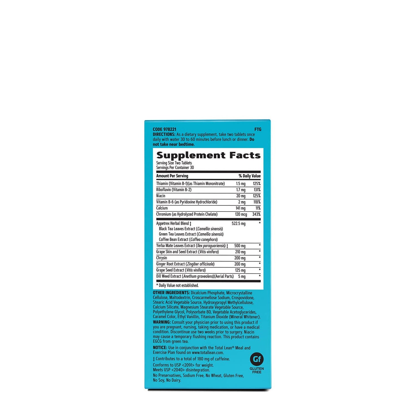 GNC Total Lean Appetrex Control | Clinically Shown to Reduce Calorie Intake | 60 Tablets GNCUS supplements