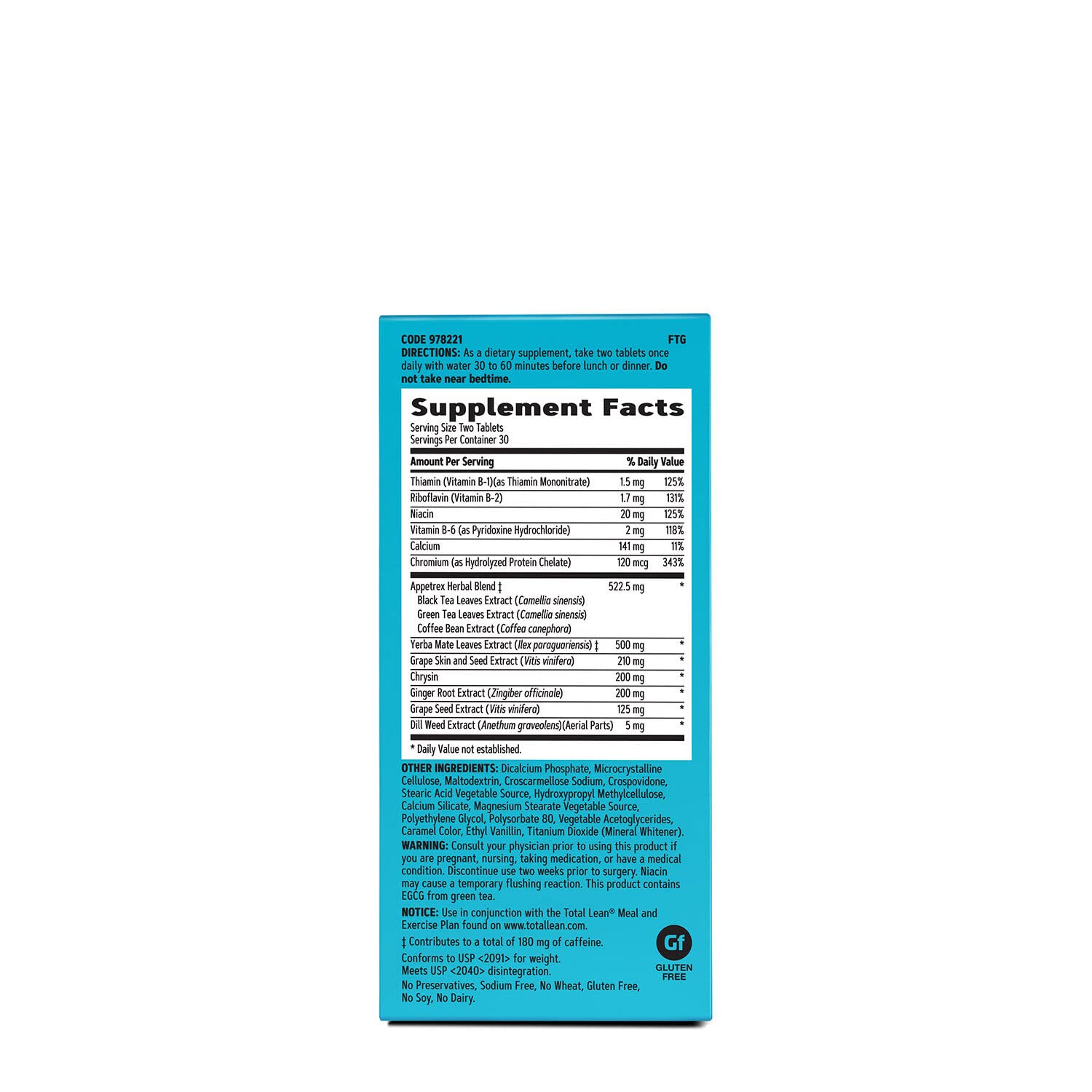 GNC Total Lean Appetrex Control | Clinically Shown to Reduce Calorie Intake | 60 Tablets GNCAu supplements