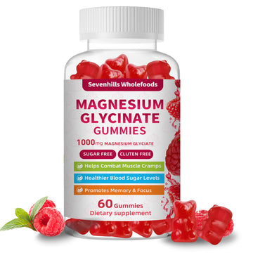 Magnesium Glycinate Gummies 1000mg - Sugar Free Magnesium Potassium Supplement for Relaxation, Calm, Stress Relief, and Sleep Support for Adults & Kids - 60 Raspberry Gummies Sevenhills WholefoodsAu supplements