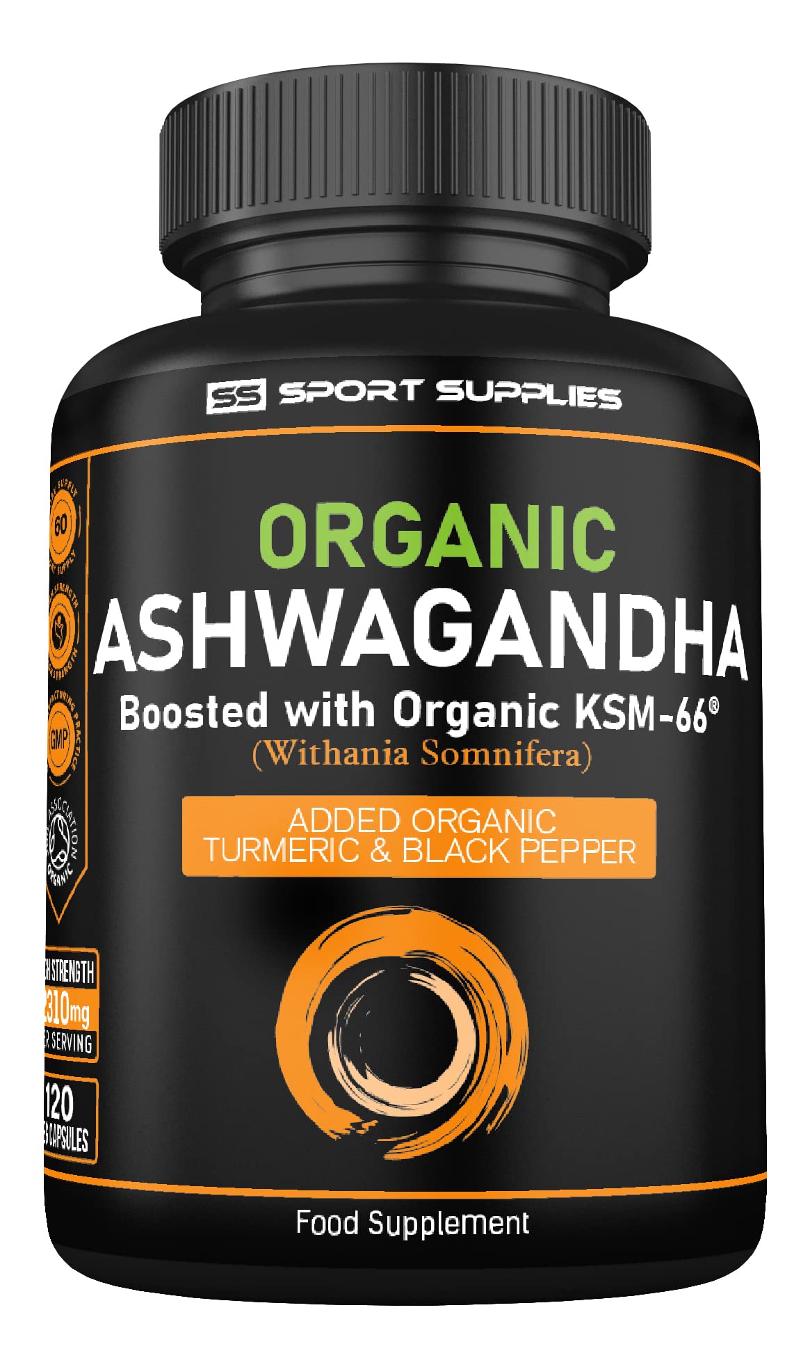 Organic Ashwagandha Capsules 1200mg Boosted with 100mg of Organic KSM-66 SS Sport SuppliesUS supplements