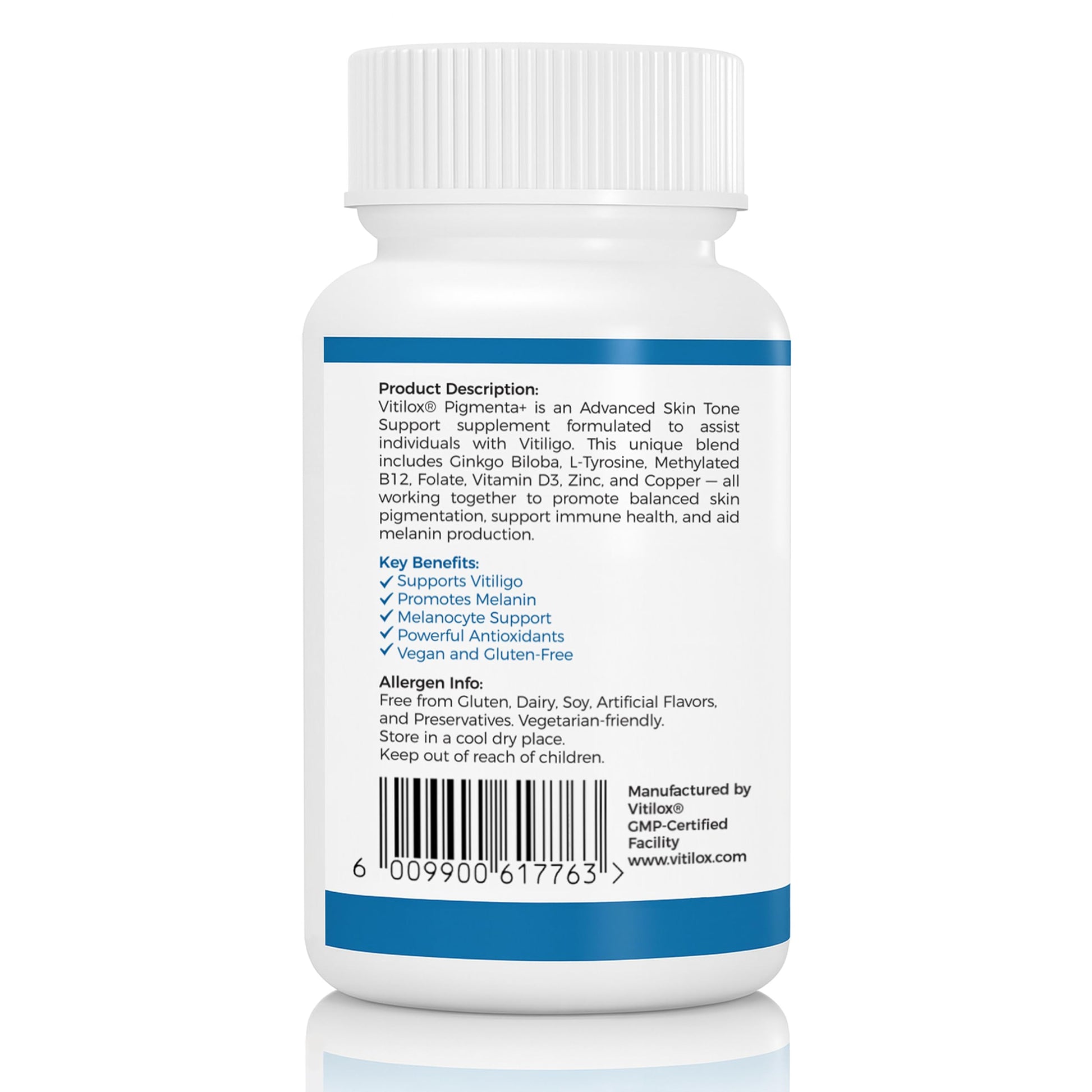 Vitilox Pigmenta+ Advanced, Skin Tone Support Supplement – 60 Tablets | 2 Months | Natural Vitiligo Skin Pigmentation Support | Reduce White Body Spots VitiloxAu supplements
