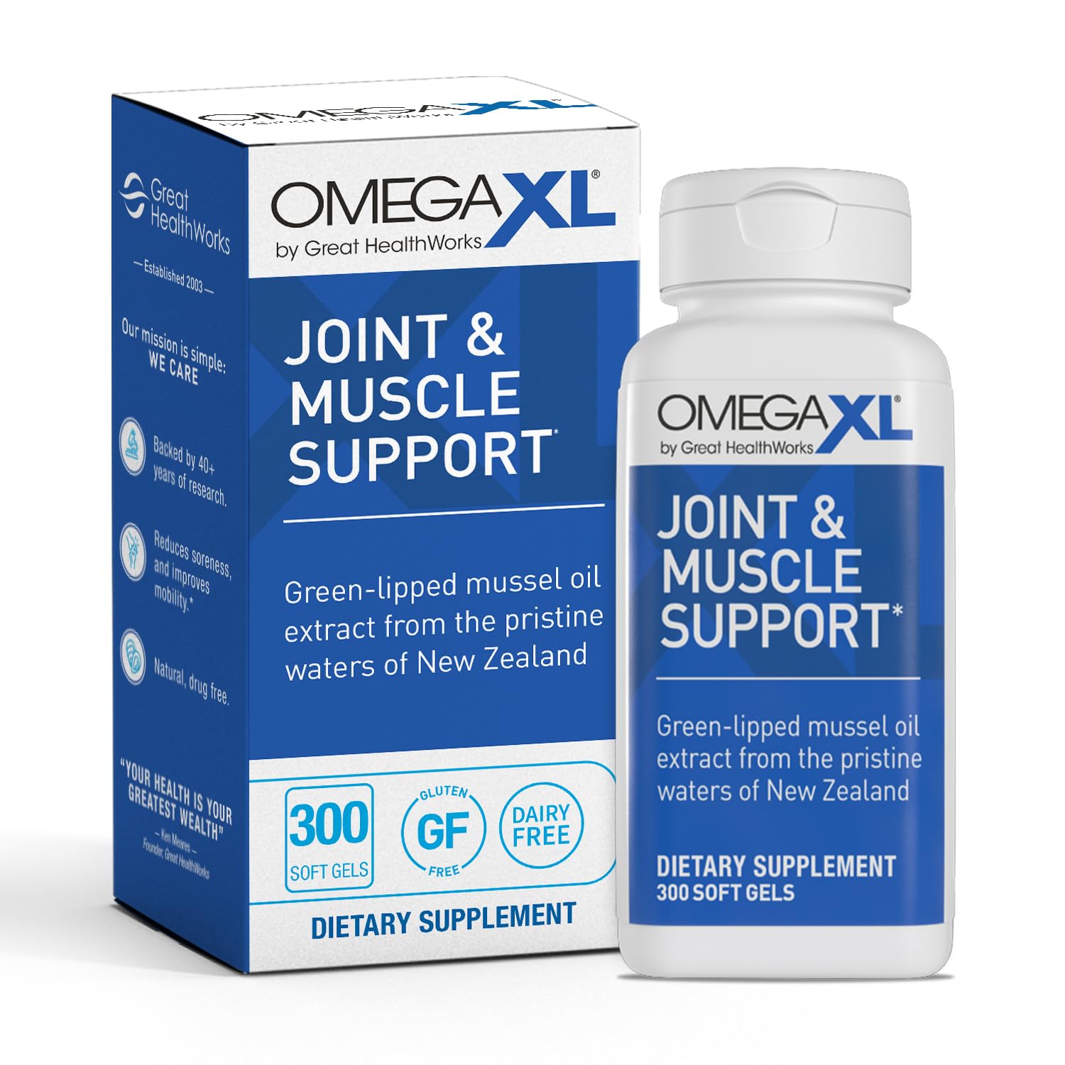 OmegaXL Joint Support Supplement - Natural Muscle Support, Green Lipped Mussel Oil, Soft Gel Pills, Drug-Free, 300 Count OmegaXLAu supplements