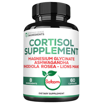 Satoomi 8in1 Cortisol Manager with Magnesium Glycinate, Ashwagandha, Rhodiola Rosea, Lions Mane & More - Cortisol Reducer Supplement Men & Women - 60 Capsules SatoomiAu supplements