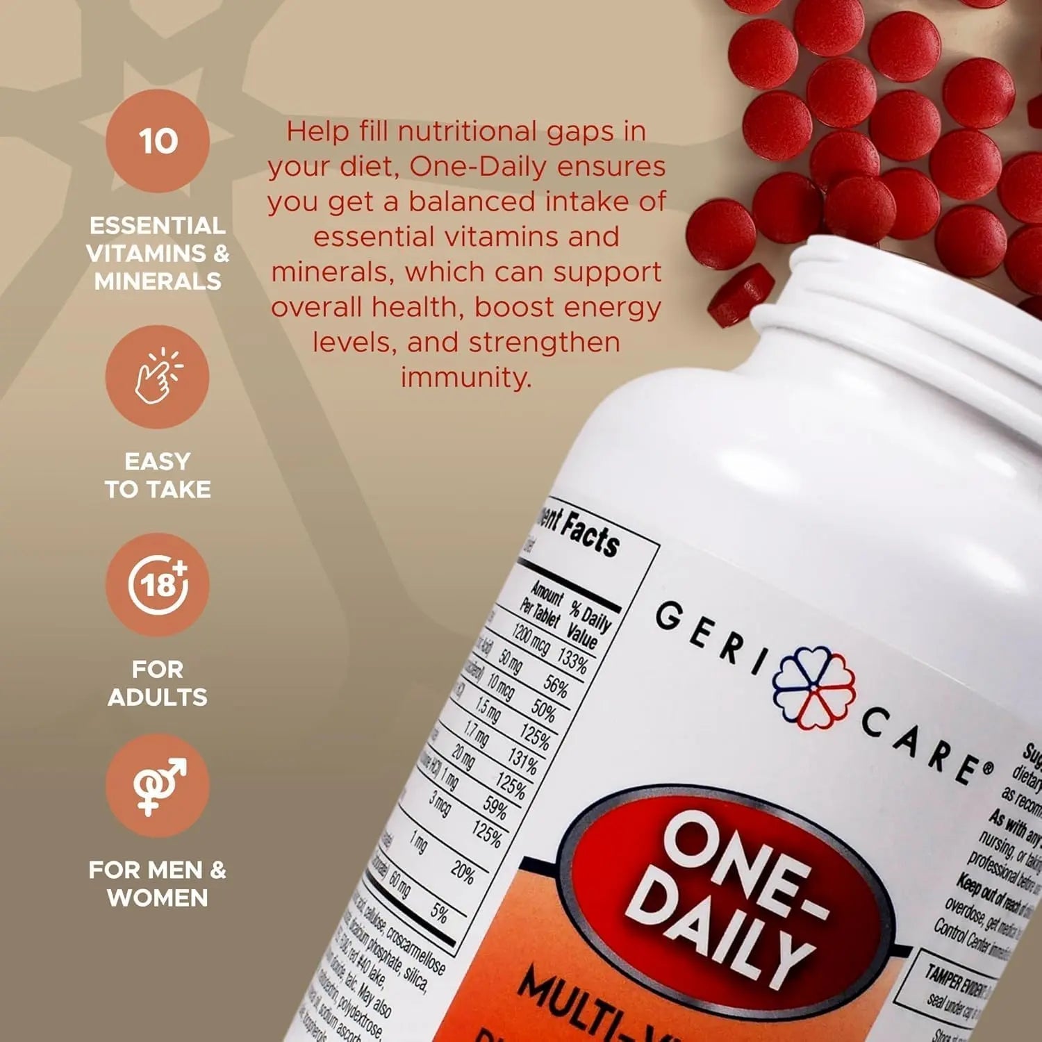 GeriCare Multivitamin Supplement Tablets, (Bottle of 1000) GeriCareAu supplements