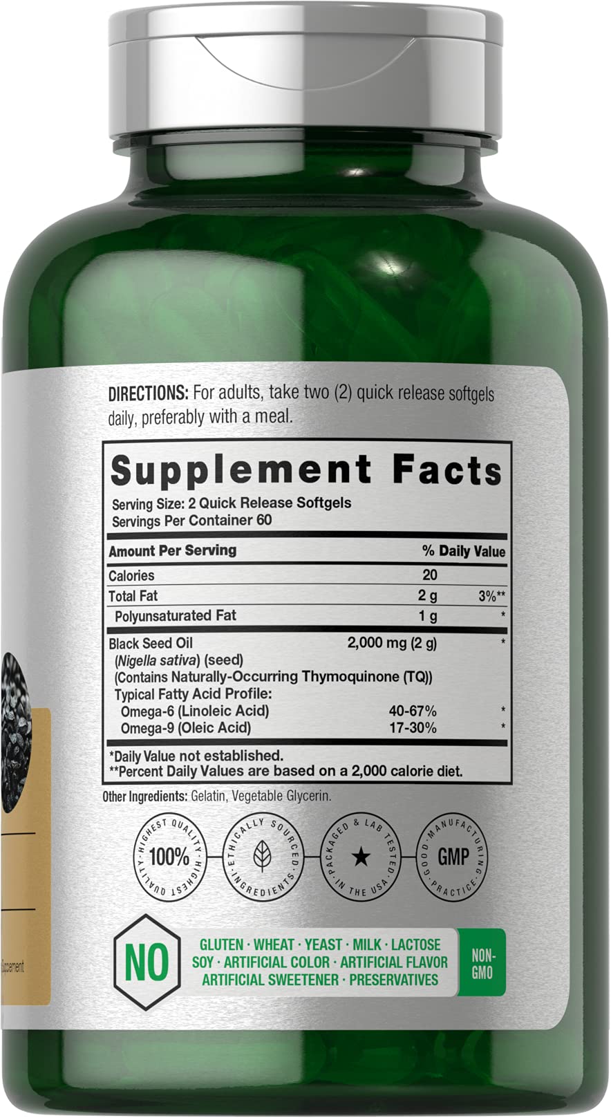 Black Seed Oil 2000mg | 120 Softgel Capsules | Cold Pressed Nigella Sativa Pills HorbäachAu supplements