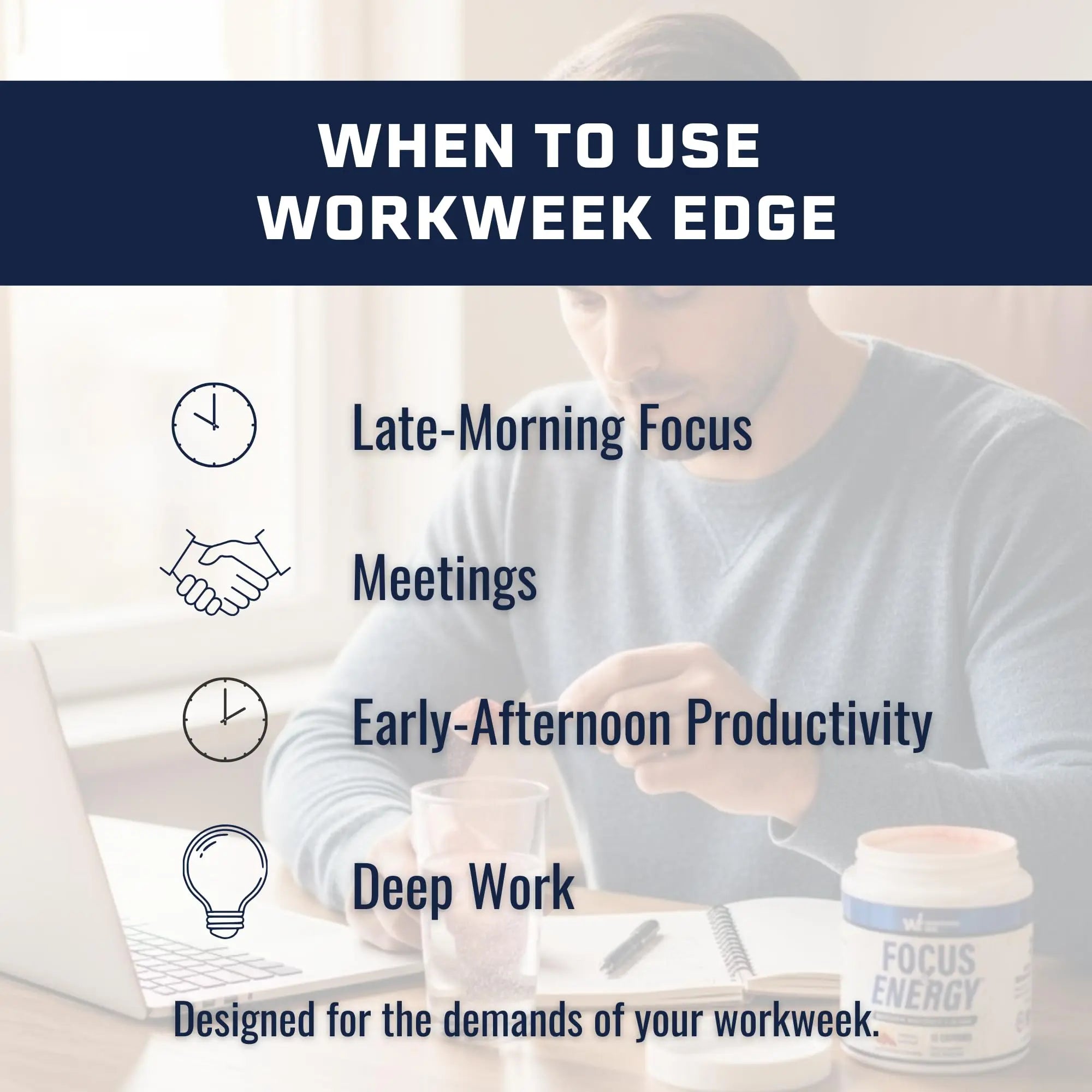 Workweek Edge Focus & Energy Drink Mix Powder – Zero Sugar, 100mg Caffeine + L-Theanine + L-Tyrosine Calm Nootropic Supplement for Steady Focus & Clean Energy – (25 Servings) Workweek Edgenz supplements