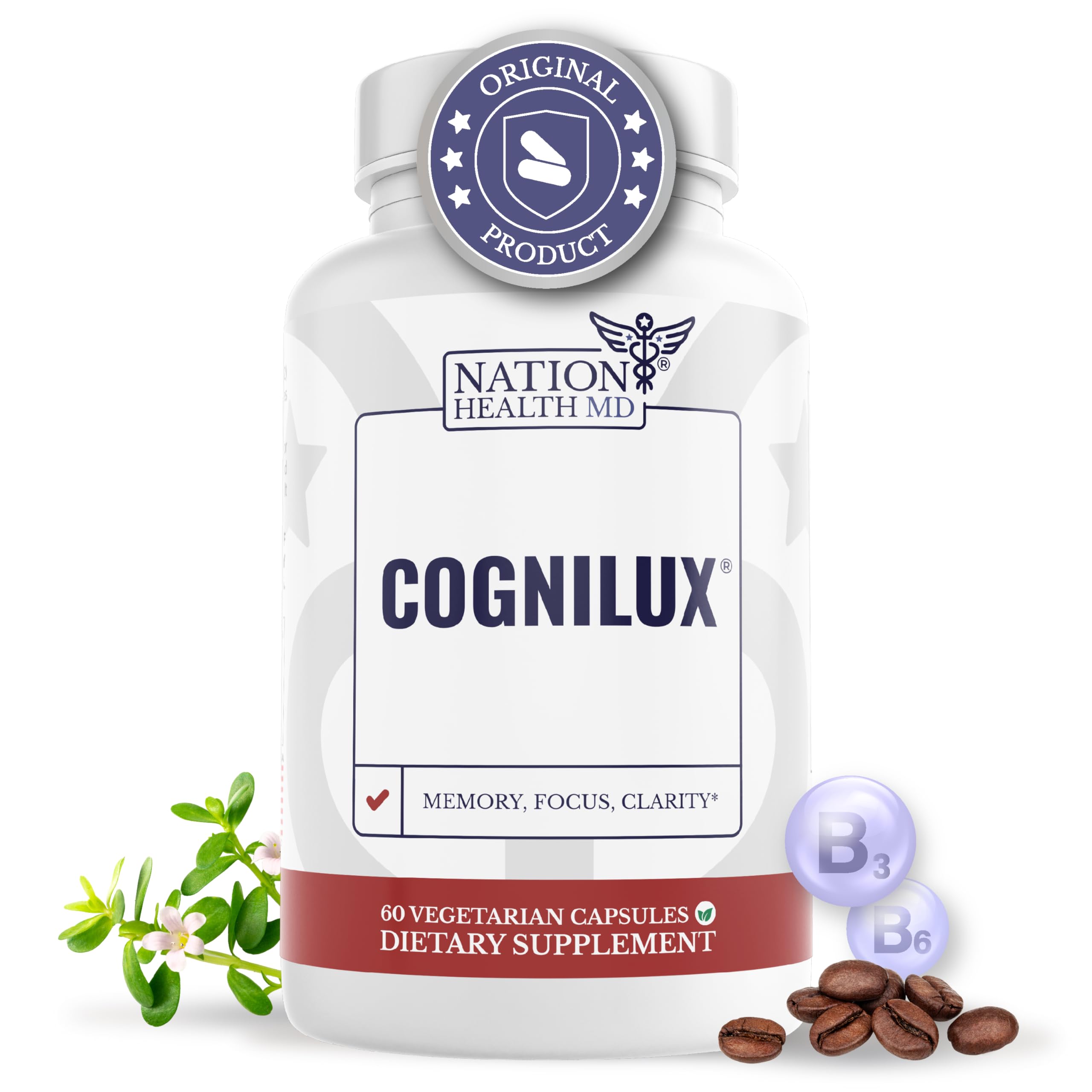 NATION HEALTH MD Cognilux - Brain Supplements for Memory and Focus - Nootropic Focus Supplement with Niacin, Vitamin B6, GABA and More - Memory Supplement for Brain, Brain Health NATION HEALTH MDAu supplements