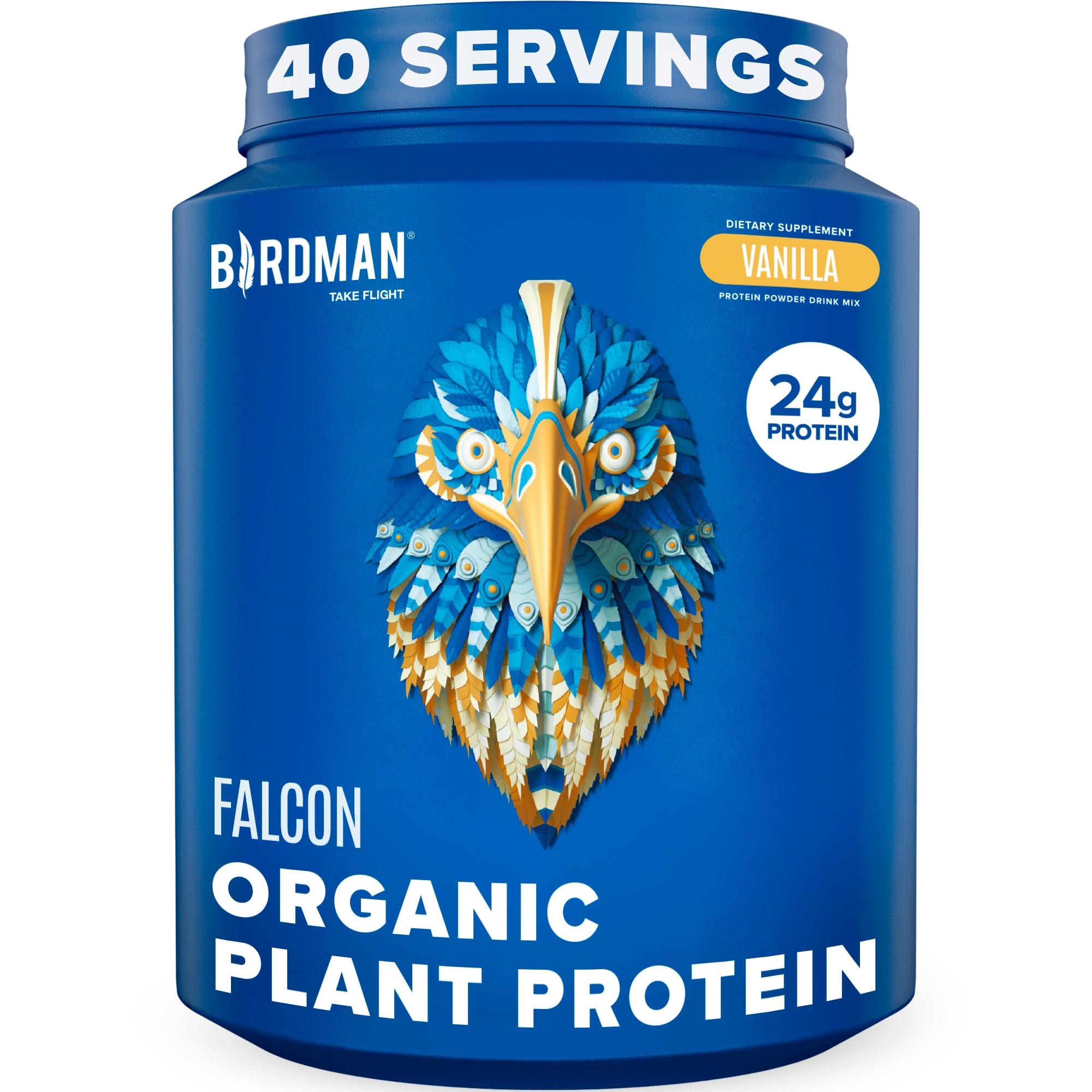 BIRDMAN Falcon Vegan Protein Powder Organic, Stevia & Sugar Free, Plant Based Protein BIRDMANUS supplements