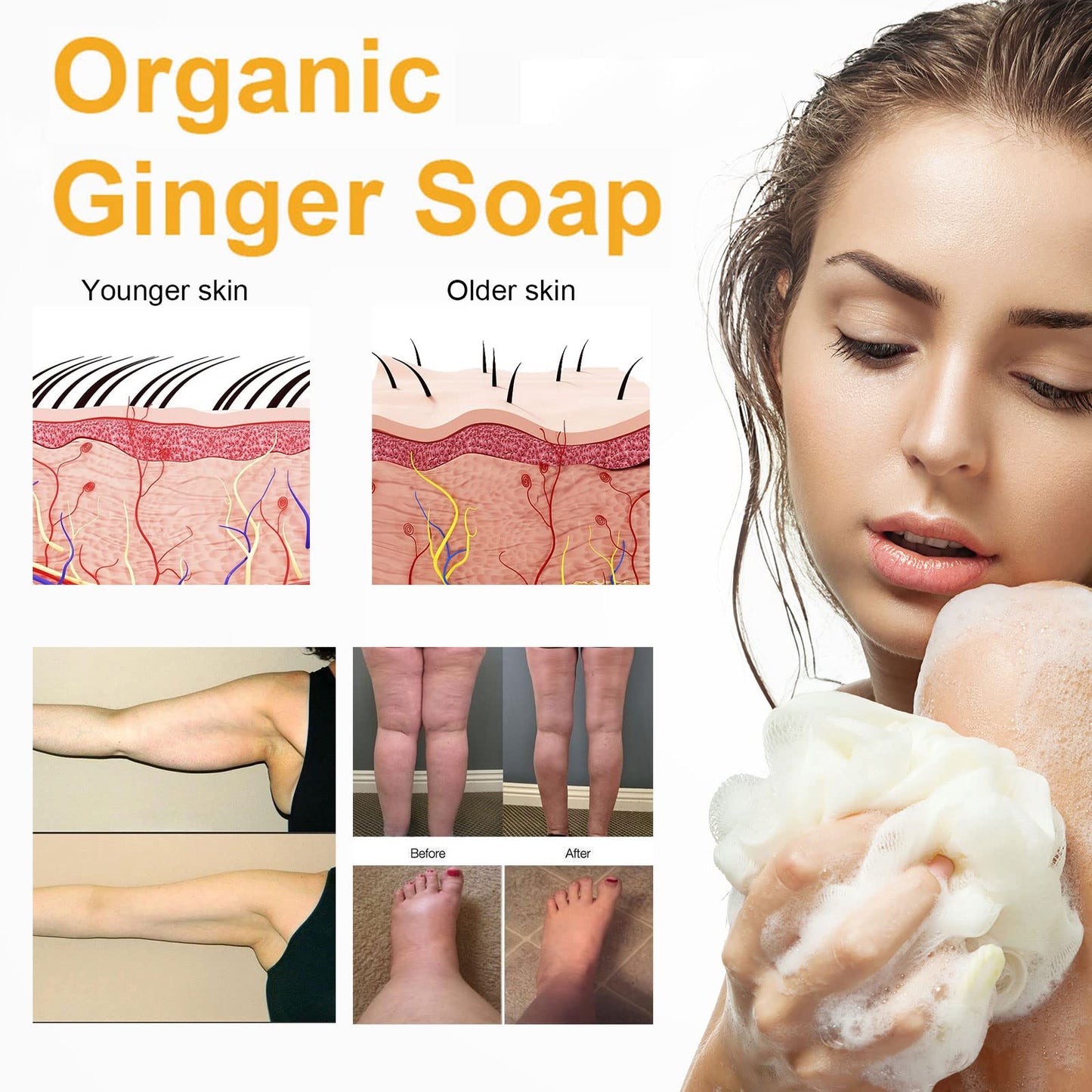 Organic Ginger Soap, Moisturizing Bath Soap, Slimming Ginger Soap, Deep Clean Effectively MoulisUS supplements