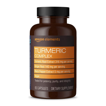 Amazon Elements Turmeric Complex, 316 mg Curcumin, 140 mg Ginger, 5 mg Black Amazon ElementsUS supplements
