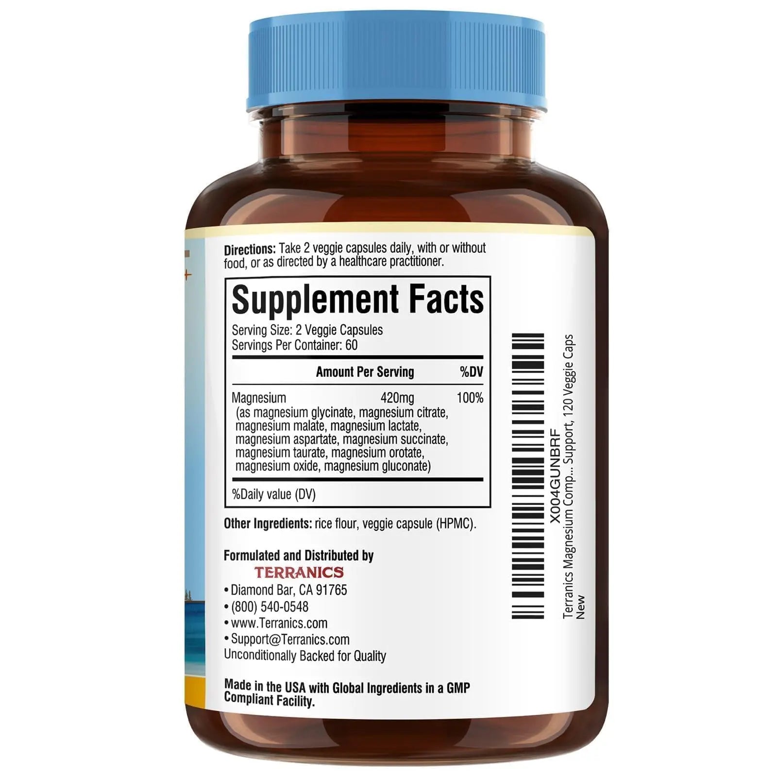 Terranics Magnesium Complex Supplement 420mg, 10-in-1 Full-Spectrum Formula, Glycinate, Citrate, Malate & More, Max Absorption, Bone and Heart Support, 120 Veggie Caps Terranicsnz supplements