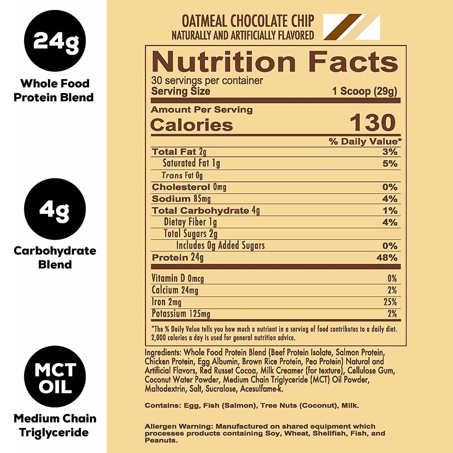 REDCON1 MRE Lite Whole Food Protein Powder, Oatmeal Chocolate Chip - Low Carb REDCON1US supplements