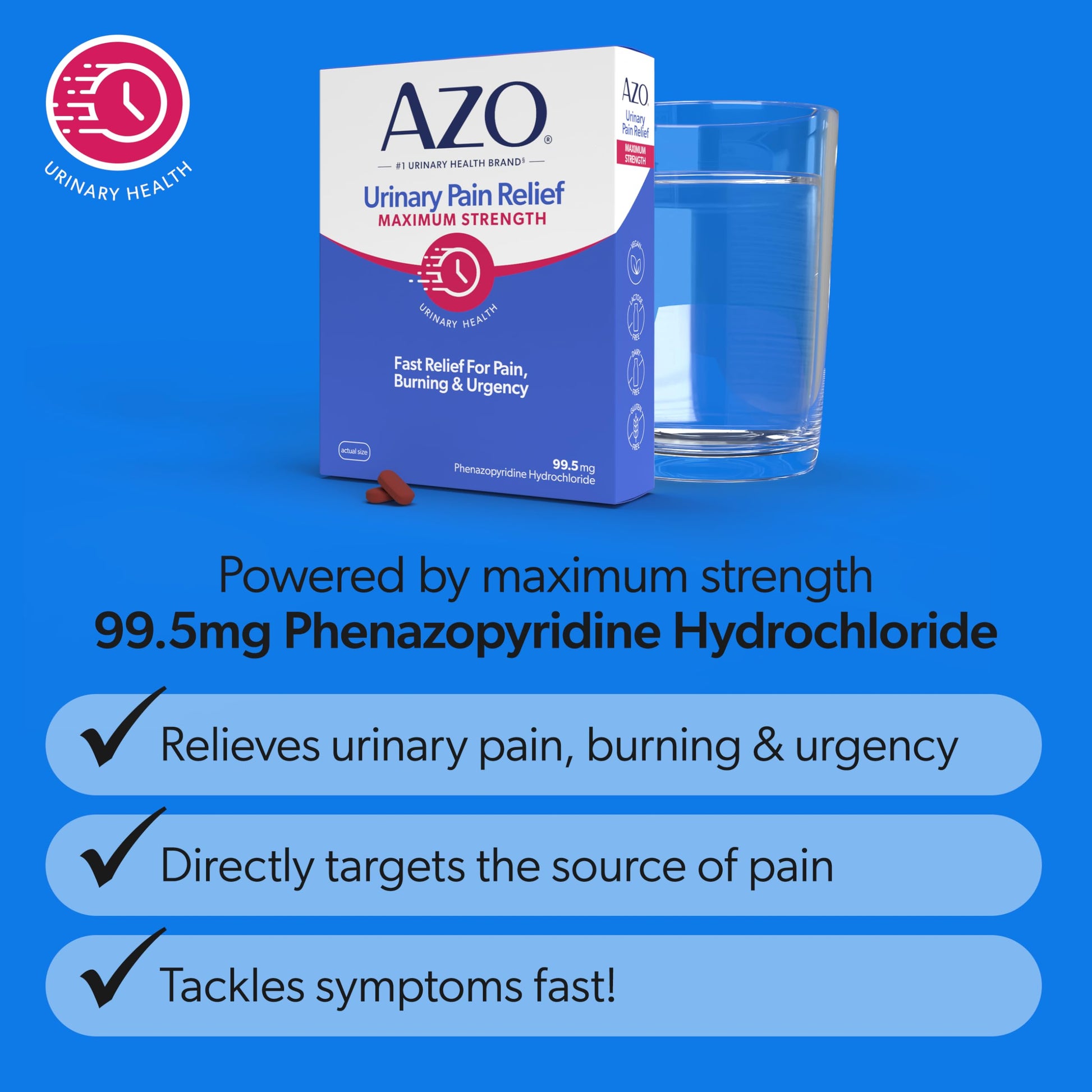 AZO Urinary Pain Relief Maximum Strength | Fast Relief of UTI Pain, Burning & Urgency | Targets Source of Pain | #1 Most Trusted Brand | 48 Tablets AZOAu supplements