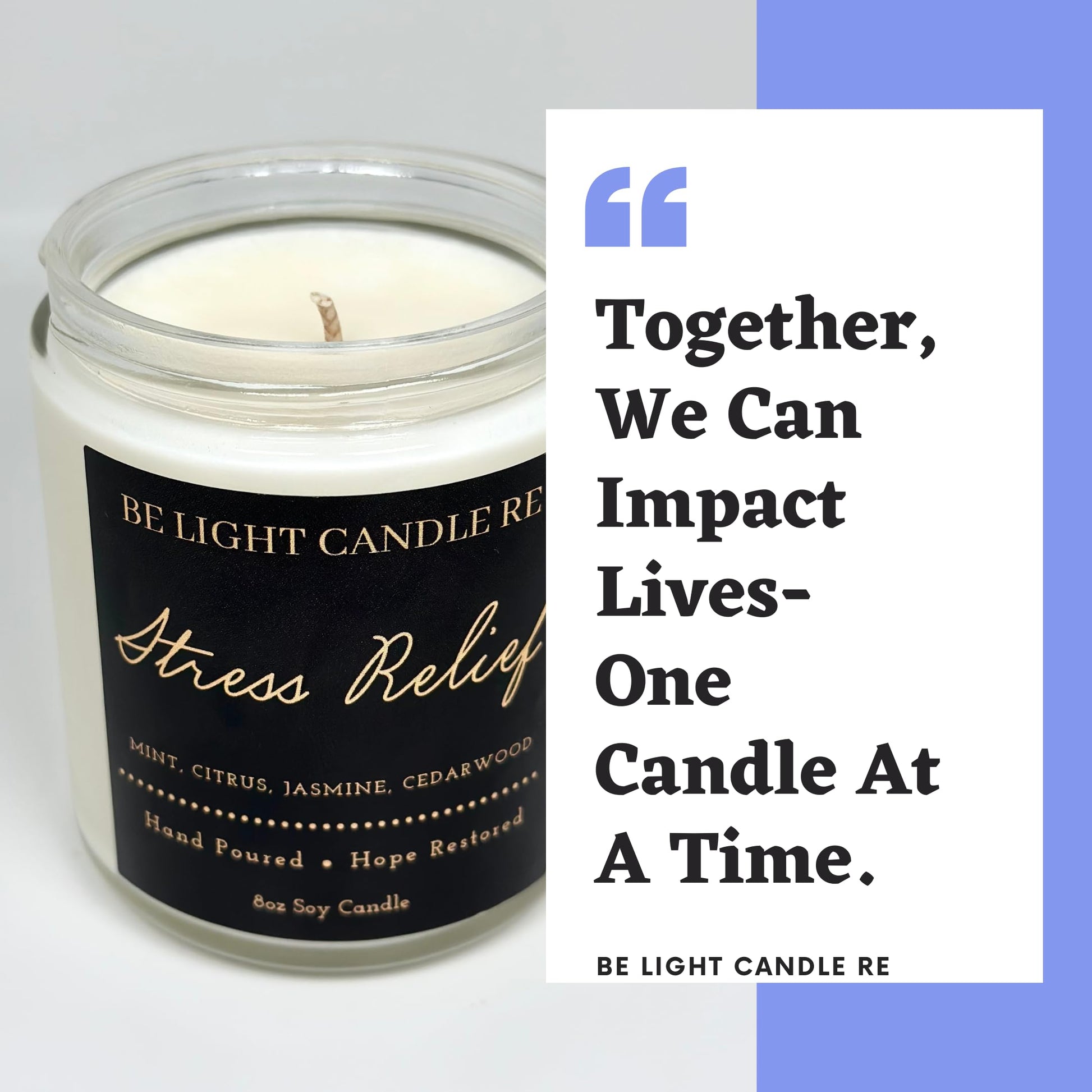 Stress Relief Candle | Purpose-Driven Soy Candles | Scented Candle for Home | 8oz Long Lasting Candle Be Light Candle REAu supplements