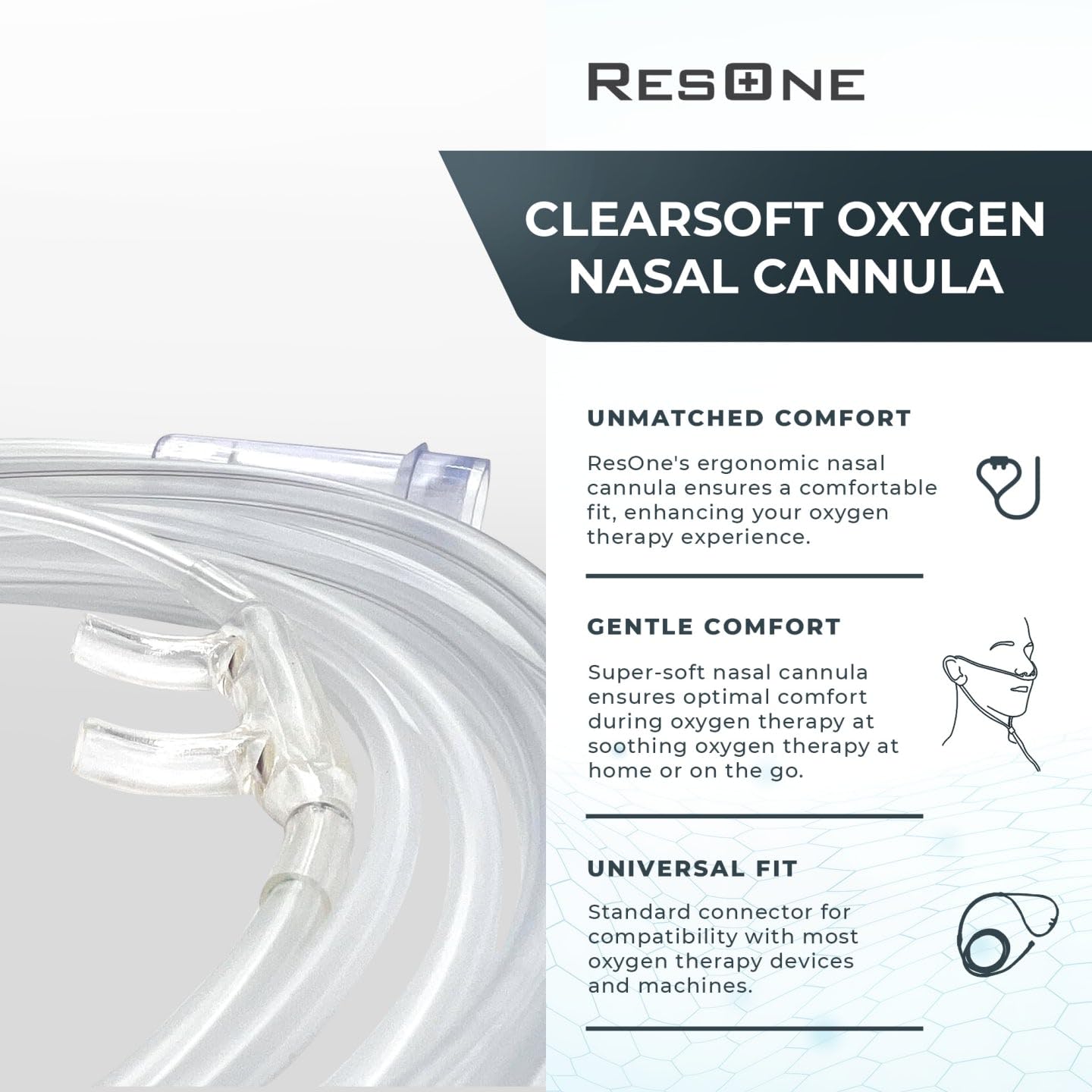 ResOne Soft Nasal Cannula 5-Pack - Oxygen Cannula, Curved Prongs, 4Ft Crush-Resistant Tubing ResOneAu supplements