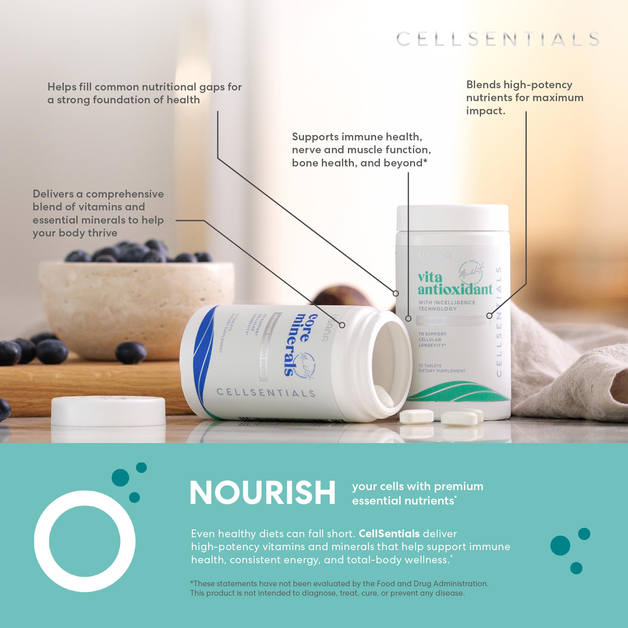 USANA CellSentials - Core Minerals and Vita Antioxidant with InCelligence Technology to Support Total Body Health* - 112 Tablets Per Bottle - 28 Day Supply USANAAu supplements