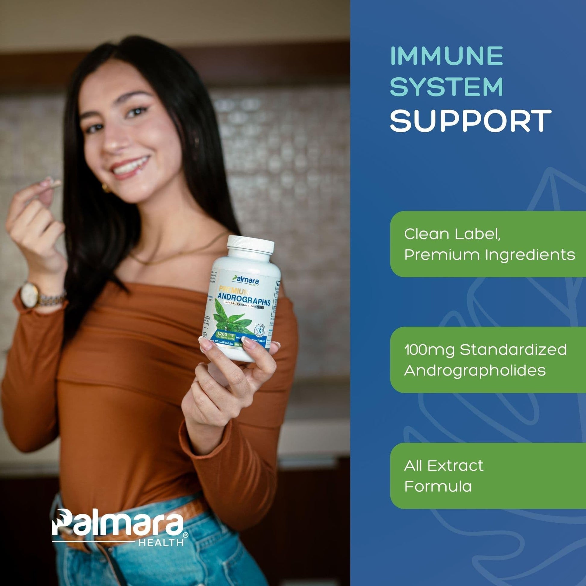 Palmara Health Premium Andrographis Paniculata Extract 1,200mg with 100mg Andrographolides Vegan Capsules for Immune & Digestive Support, Non-GMO, Gluten Free, Herbal Dietary Supplement Palmara HealthAu supplements