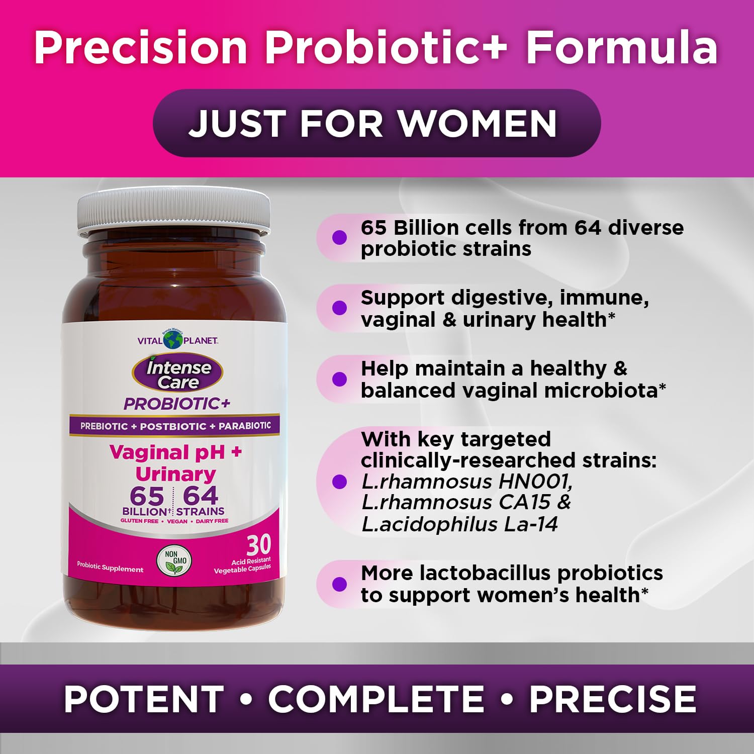 Vital Planet - Intense Care Vaginal pH & Urinary Probiotics, Prebiotics, Postbiotics, Parabiotics, 4-in-1 Refrigerated Supplement for Adults, 65 Billion CFU, 64 Strains, Digestive and Immune, 30 ct Vital PlanetAu supplements