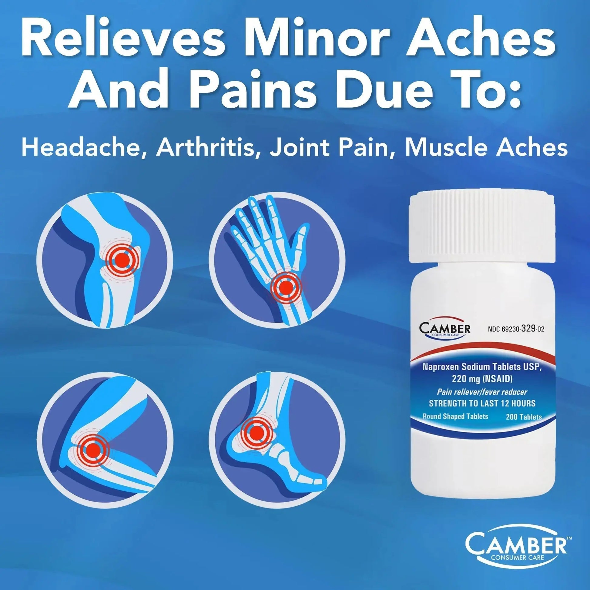 Camber Naproxen Sodium, 220 mg - Pain Reliever and Fever Reducer (500 Count) CAMBER PHARMACEUTICALS, INCAu supplements