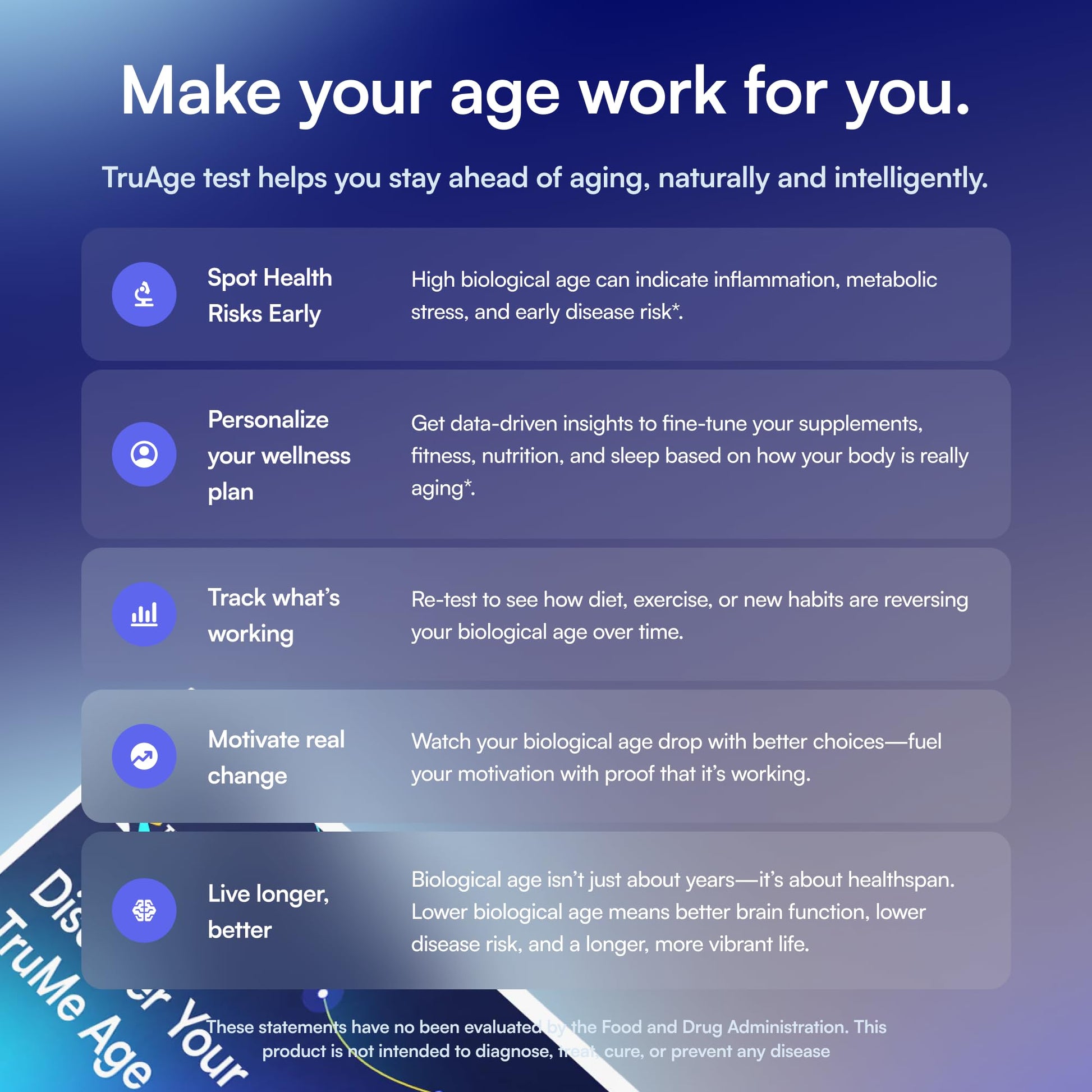 TruMe Labs Biological Age at-Home Test Kit (Saliva) – Biological Age Estimate + Peer Percentile Comparison, 10-Page Action Plan, Results in 1–2 Weeks. TruMe LabsAu supplements