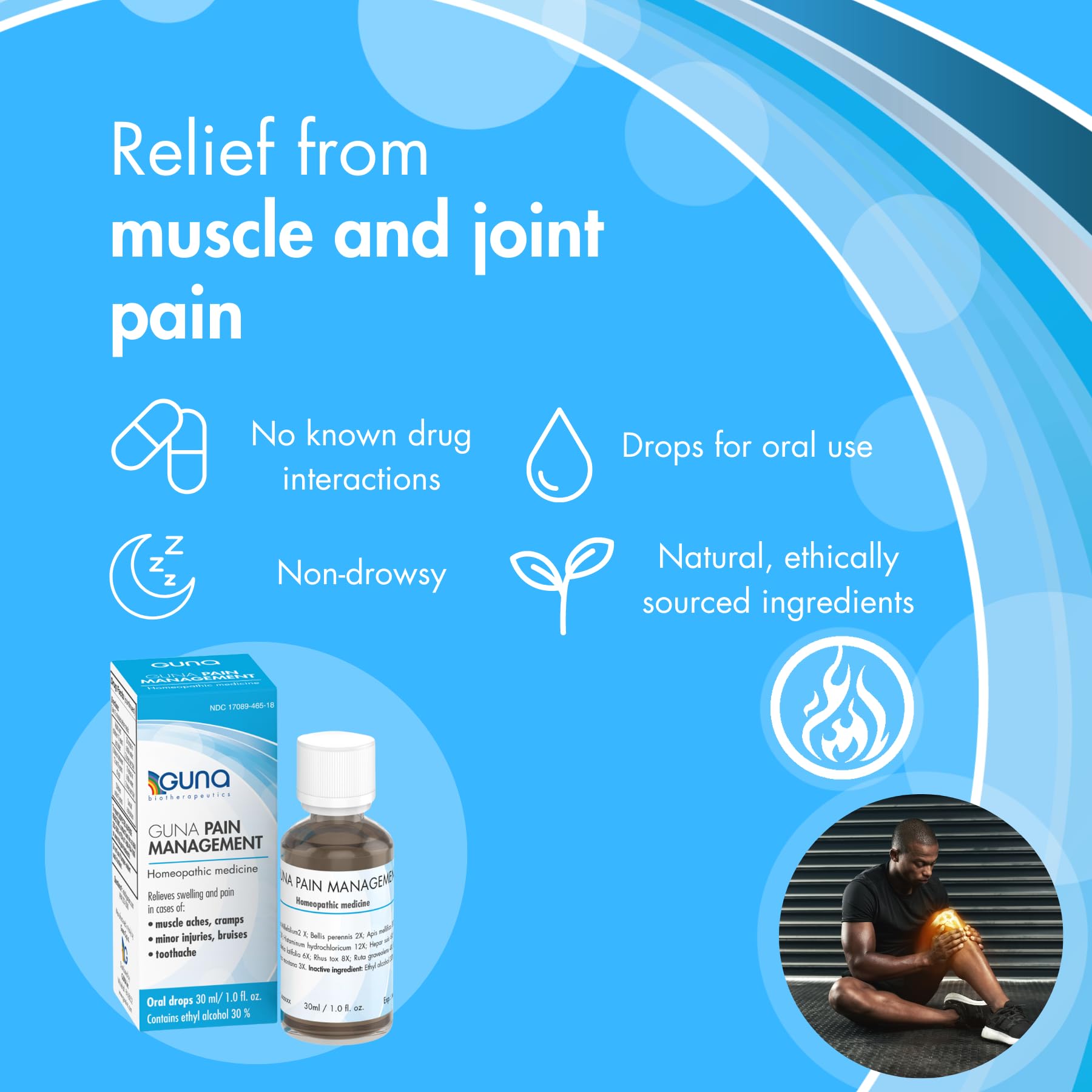 Guna Pain Management Relieves Muscle Pain, Muscle Soreness, Joint Pain, Swelling from Injuries & Bruises - 1 Ounce GUNAAu supplements
