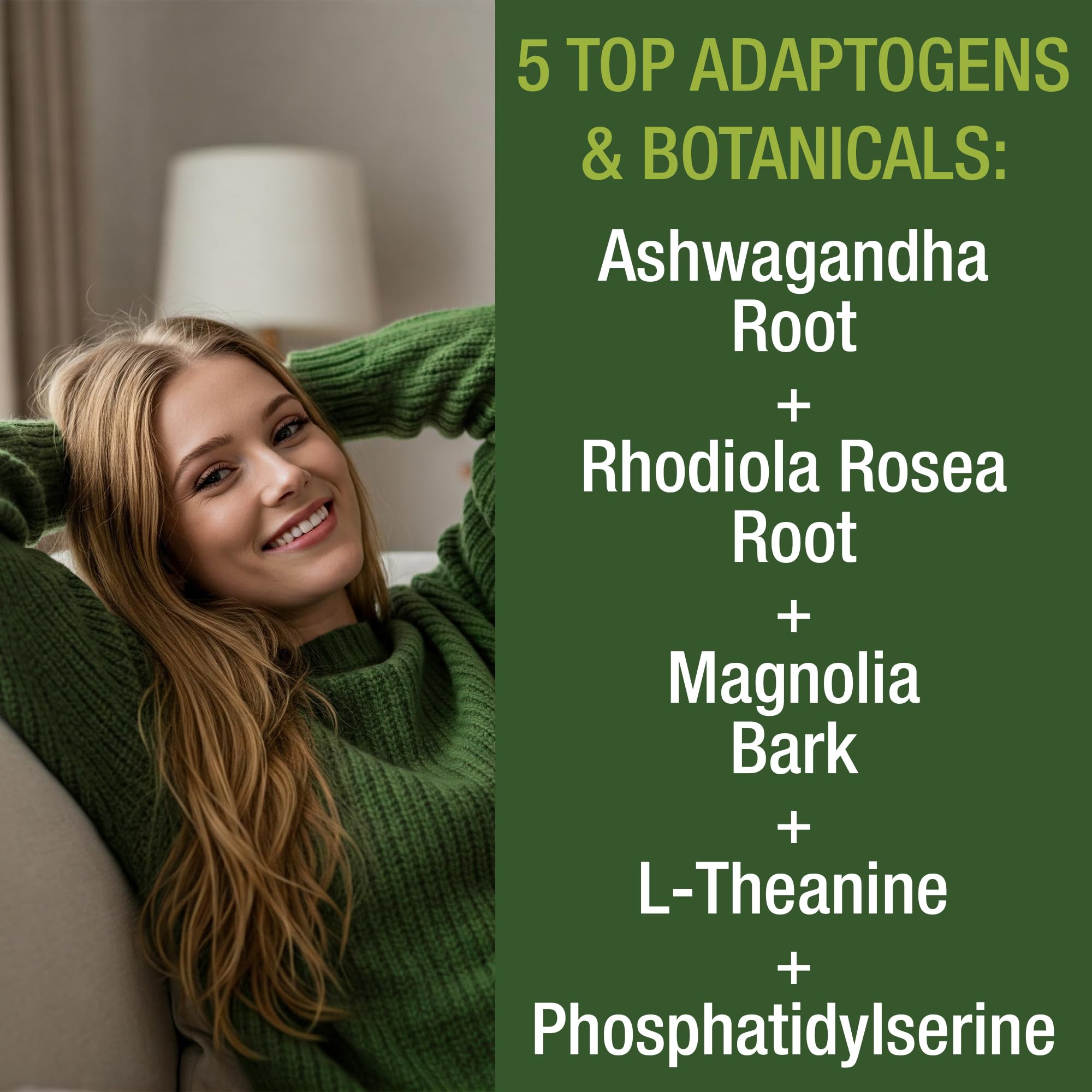 5-in-1 Cortisol Supplement for Women & Men. Lower High Cortisol with Ashwagandha, Rhodiola Rosea, L-Theanine, Phosphatidylserine, Magnolia Bark. Calm Relaxation, Balanced Energy, Vegan Supplements Peak PerformanceAu supplements