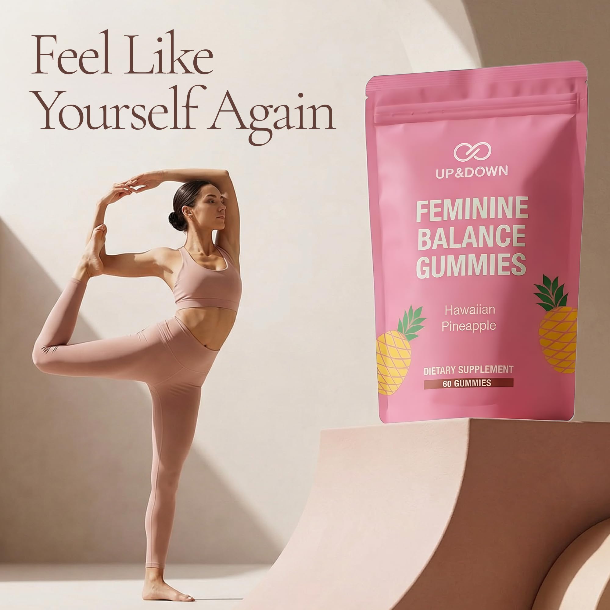 Up&Down Supplements Premium Feminine Balance Gummies for Women | PMS Relief, Mood & Cycle Support | Pineapple + Vitamin C | Ashwagandha & Chasteberry | Vegan, Non-GMO, Gluten Free | 60 Gummies Up&Down SupplementsAu supplements