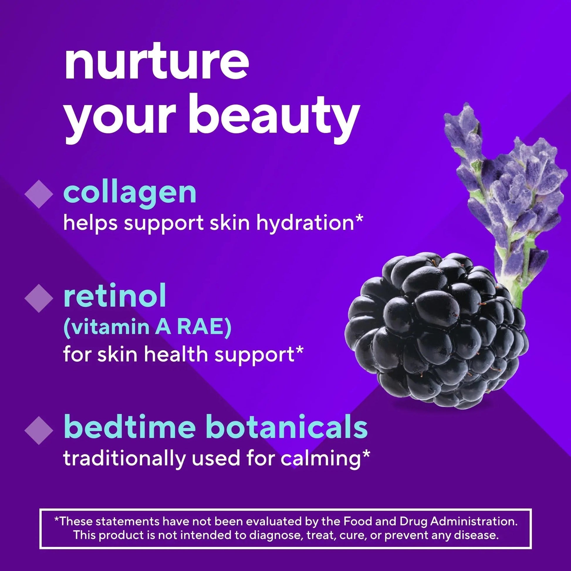 vitafusion Nighttime Skin Support (1), Beauty Supplement with Retinol (Vitamin A RAE), Collagen & Bedtime Botanicals VitafusionAu supplements