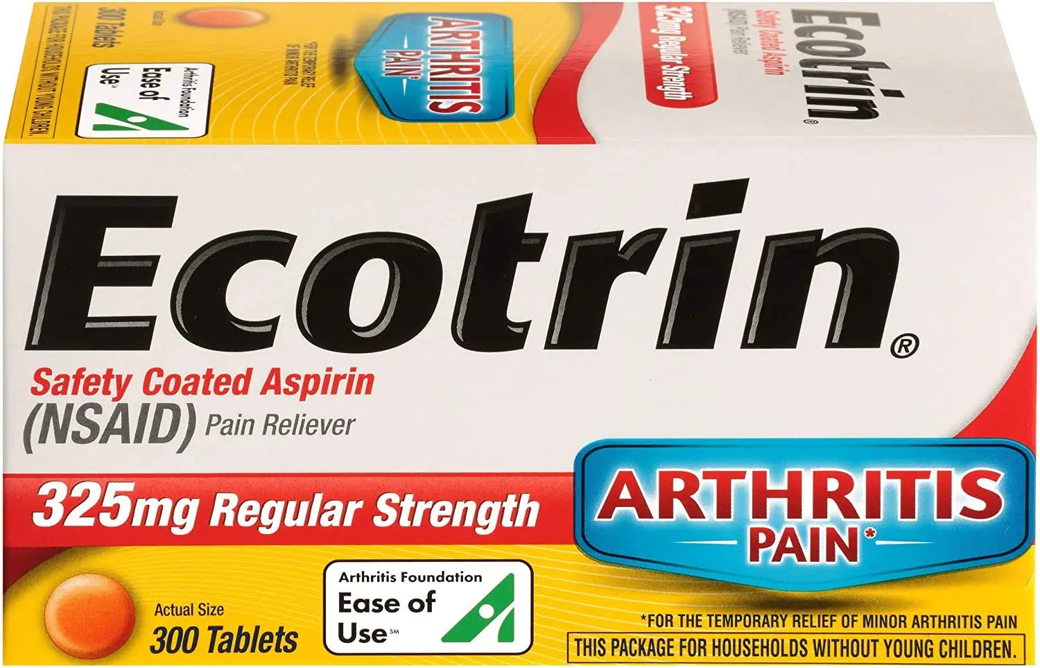 Ecotrin Regular Strength Safety Coated Aspirin | Arthritis Pain | 300 Tablets (2 Pack) EcotrinAu supplements