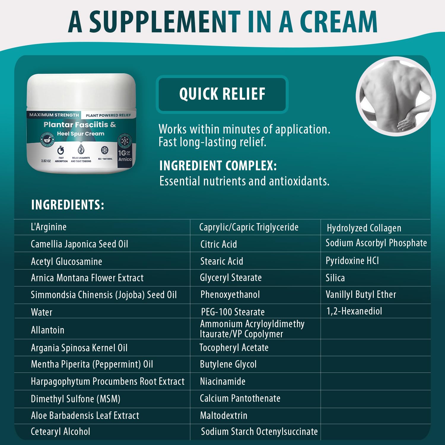 M PAIN MANAGEMENT TECHNOLOGIES Plantar Fasciitis And Heel Spur Cream By PMT - Cream For Foot Relief. High Concentration of Arnica; Vitamin B6, MSM, Glucosamine - To Soothe and Relieve - 2.82 OZ M PAIN MANAGEMENT TECHNOLOGIESAu supplements