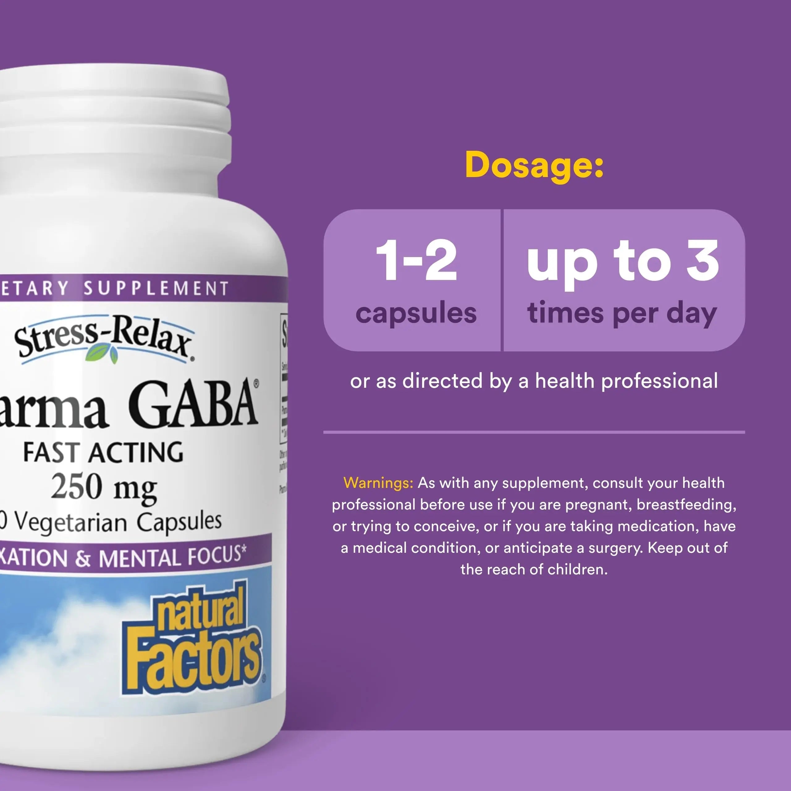 Natural Factors Pharma GABA - Dietary Supplement Supports Calm Sleep & Sleep Quality - Natural, Fast-Working Supplement Aids Focus & Brain Health - 60 Chewable Tablets (60 Servings) Natural Factorsnz supplements
