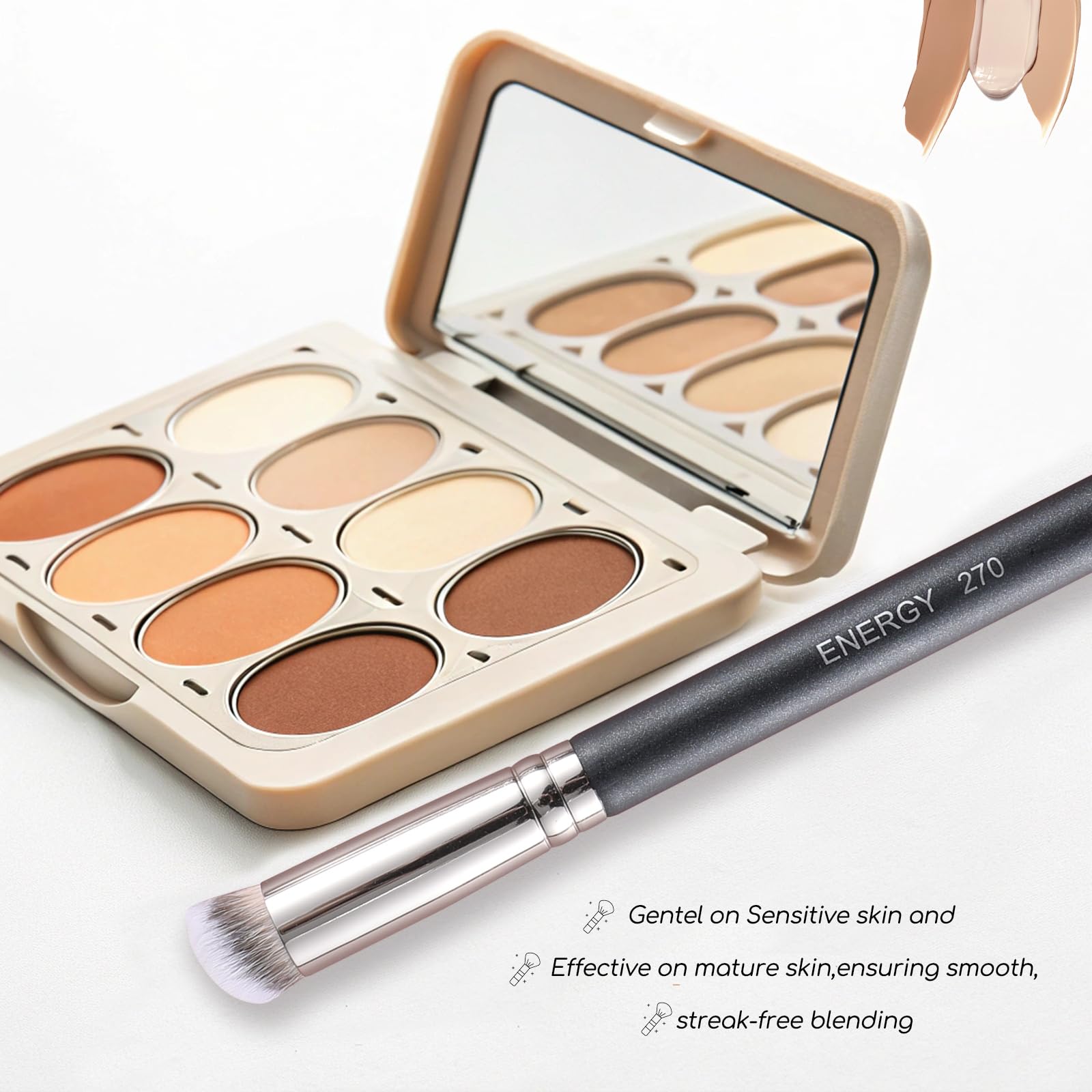 ENERGY Concealer Brush Under Eye Mini Angled Flat Top Kabuki Nose Contour Brush for Concealing Blending Setting Buffing with Powder Liquid Cream Cosmetic Pro Small Makeup Foundation brushes 270 ENERGYAu supplements