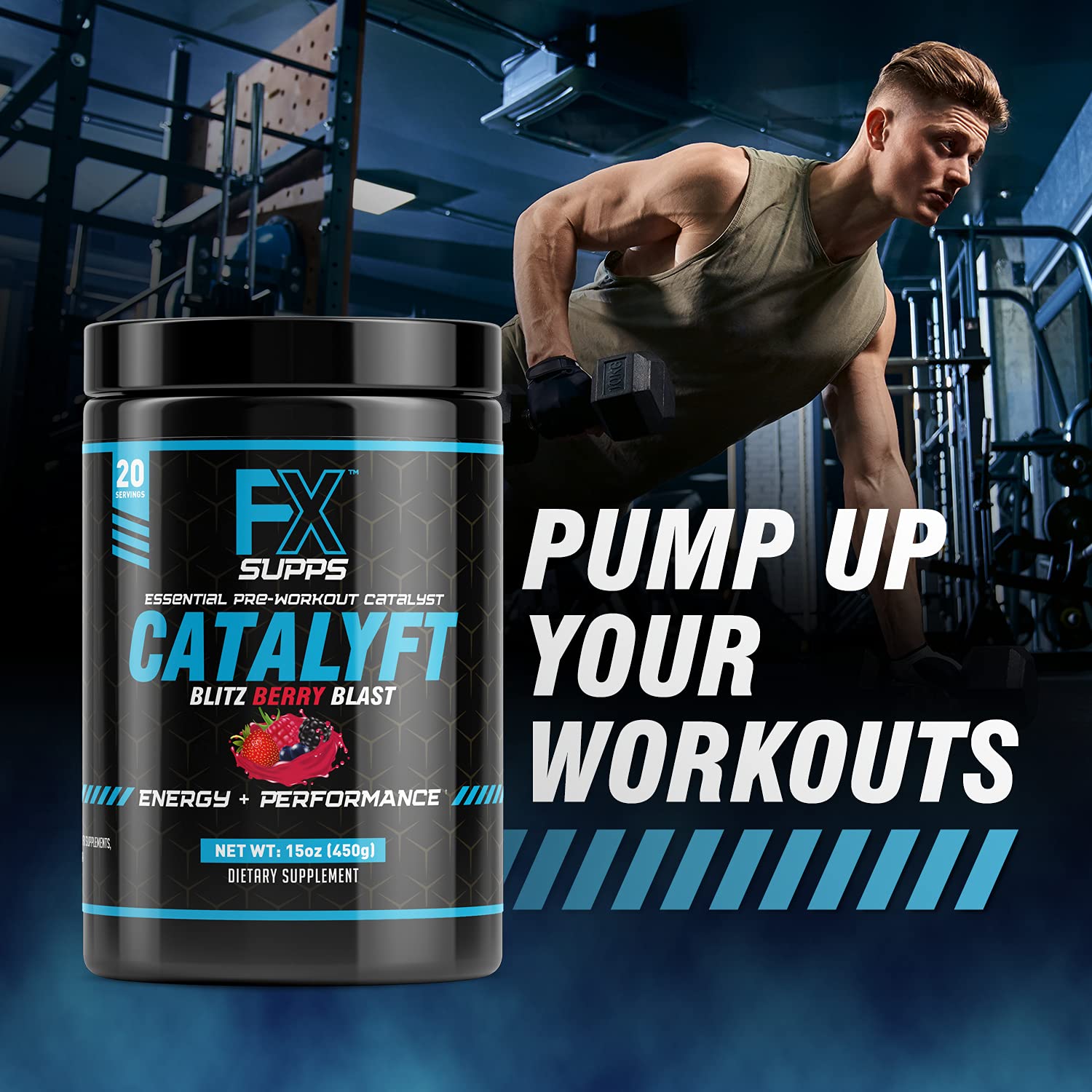 FX Supps Catalyft Pre-Workout PowderDrink for Men and Women Blitz Berry Blast Dietary FXSUPPSAu supplements