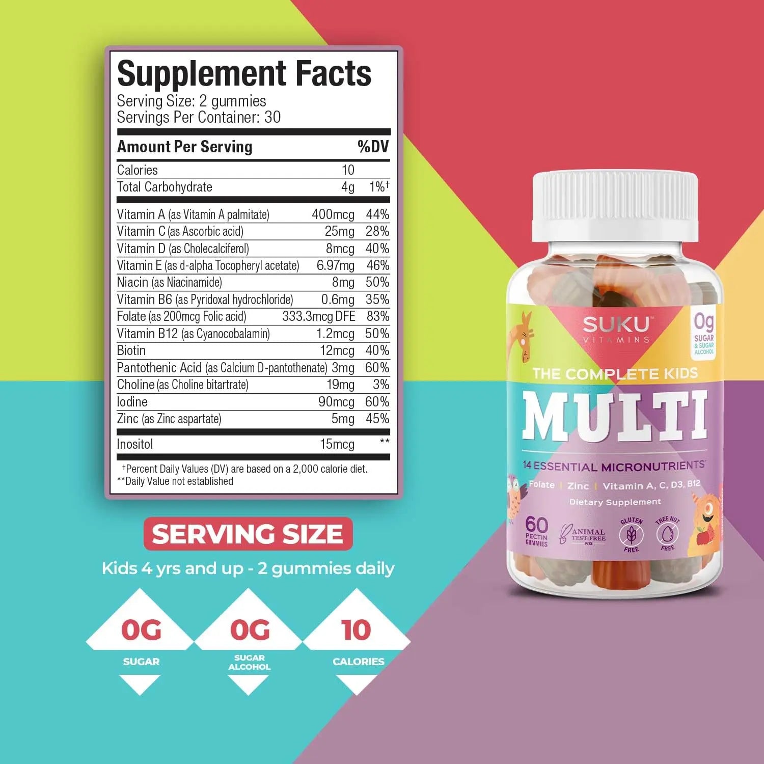 SUKU The Complete Kids Multivitamin Gummies – Vitamins A, C, D, E, B6, B12, Folate & Zinc – Immune Support SUKUAu supplements