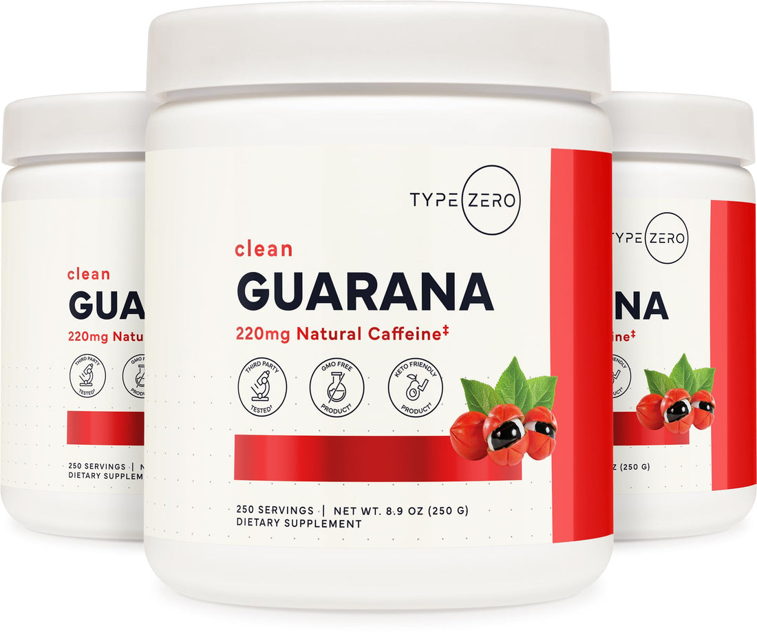 Type Zero Clean Guarana Powder Drink Mix (250 Servings, Unflavored) - 220 MG Caffeine Per Serving, Natural Caffeine, Non GMO, Gluten Free Type ZeroUS supplements