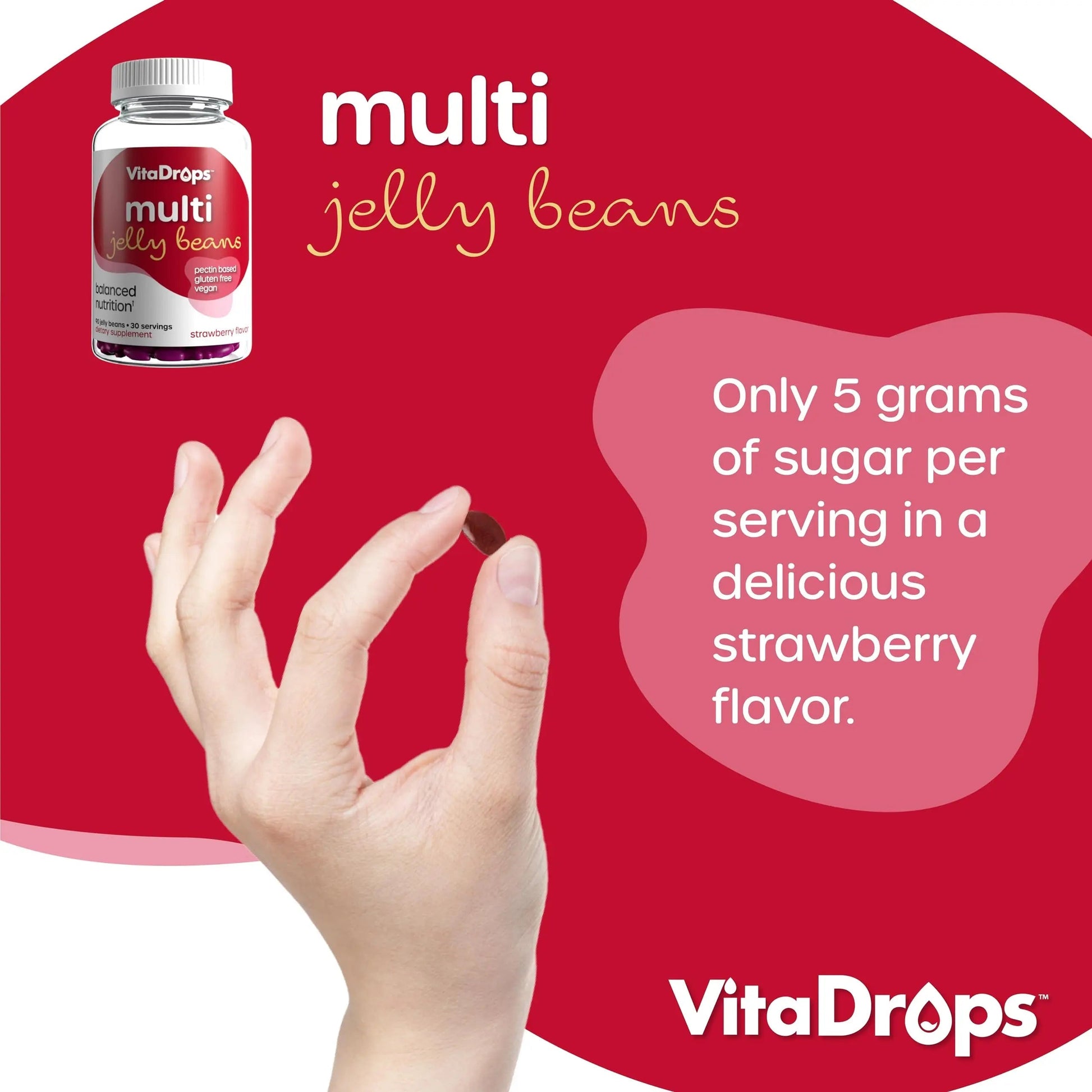 VitaDrops Multivitamin Jelly Beans, Women & Men, Source of Vitamin A C D E B-3 B-6 & Biotin, Supports Immune System, Pectin Based VitaDropsAu supplements