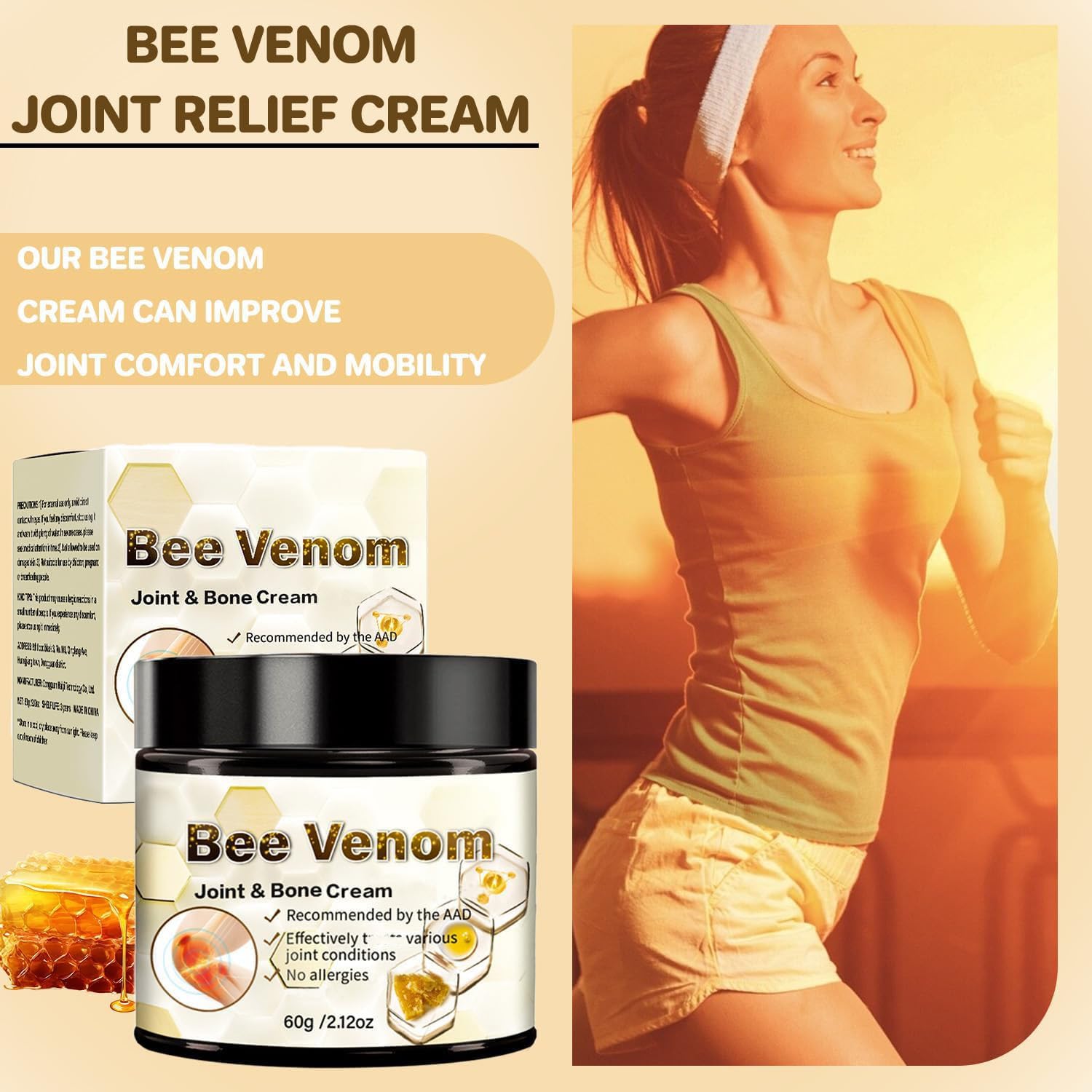 ArthroEase Bee Venom Arthritis Cream, Joint & Muscle Soothing Bee Venom Cream, Professional Bee Venom Joint Cream, Bee Venom Joint Gel - Specially for for Back, Neck, Hands, Knee (2 Bottle) LmoyAu supplements