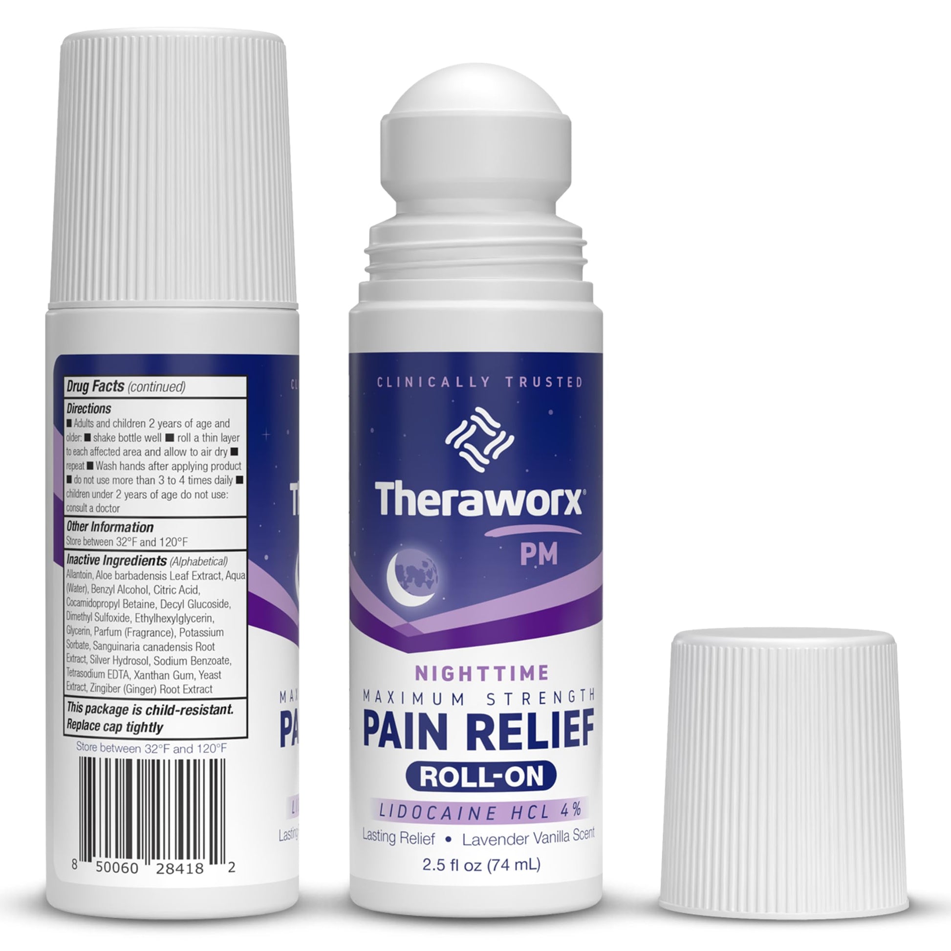 Theraworx Nighttime Maximum Strength Pain Relief Roll-on with Lidocaine – 2.5 oz - 2 Count TheraworxAu supplements