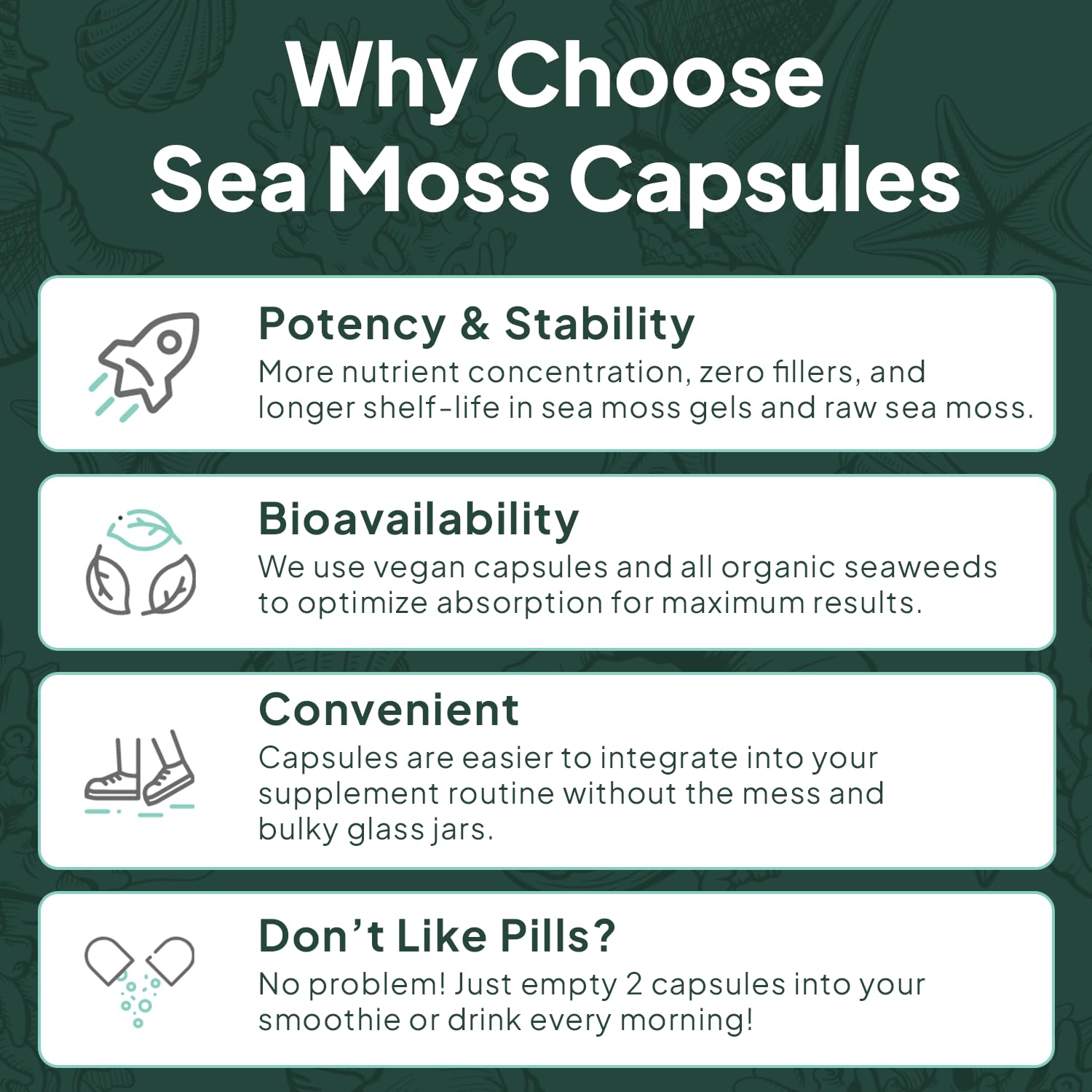 Organics Ocean Wild Sea Moss Capsules - 100% Organic Irish Sea Moss with Organic Chlorella, Bladderwrack and Vitamin D for Energy, Lung Health and Thyroid Support for Women and Men - 60 Capsules Organics OceanAu supplements