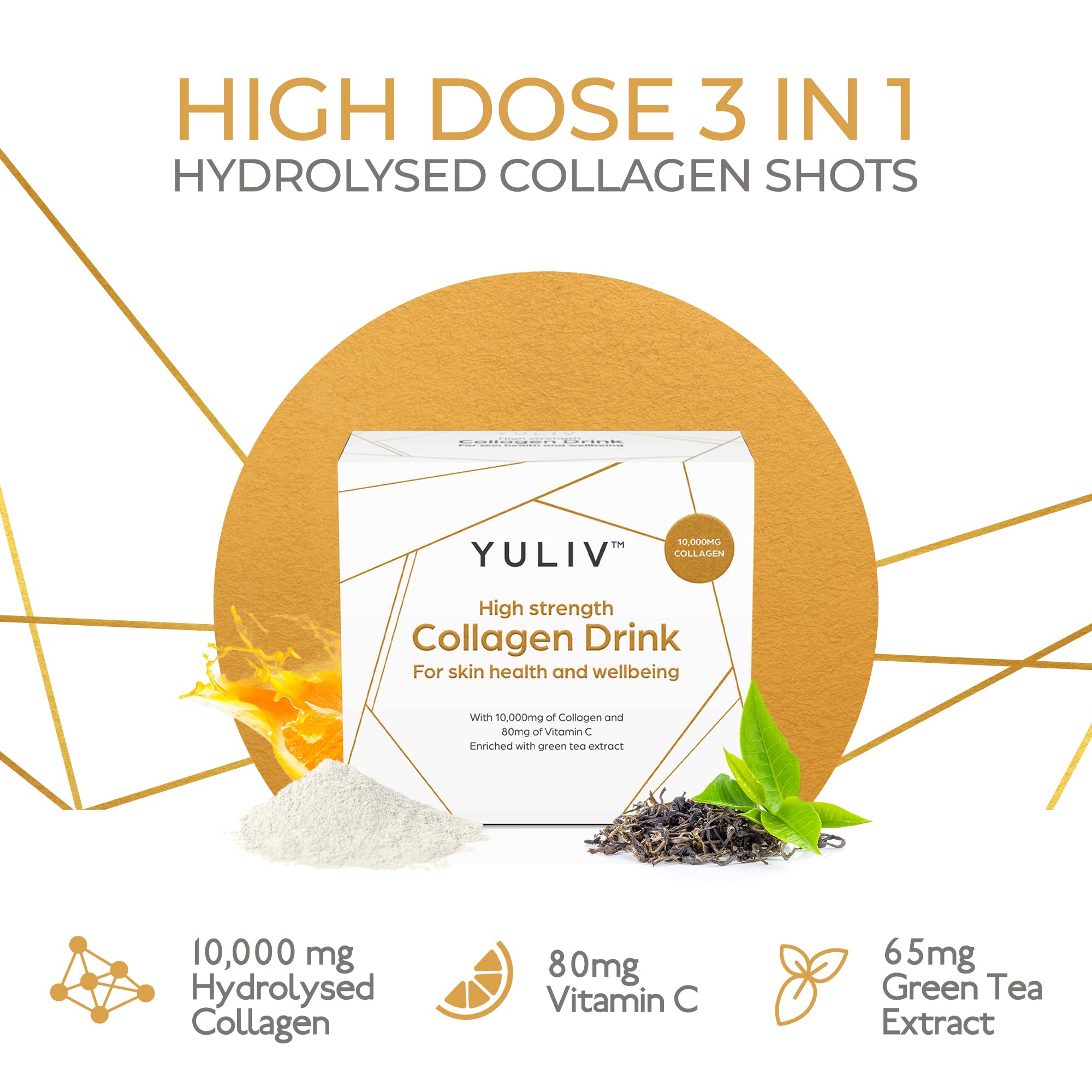 Yuliv High-Dosage Hydrolyzed Collagen Drink - Liquid Collagen Peptides (10000 mg) with Vitamin C for Hair, Skin, and Nails YulivAu supplements