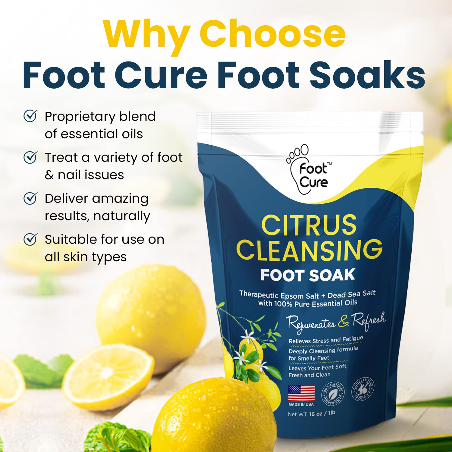 Citrus Detox Foot Soak With Epsom Salts - for Foot Callus, Immune Boost, Damaged Toenail FOOT CUREUS supplements