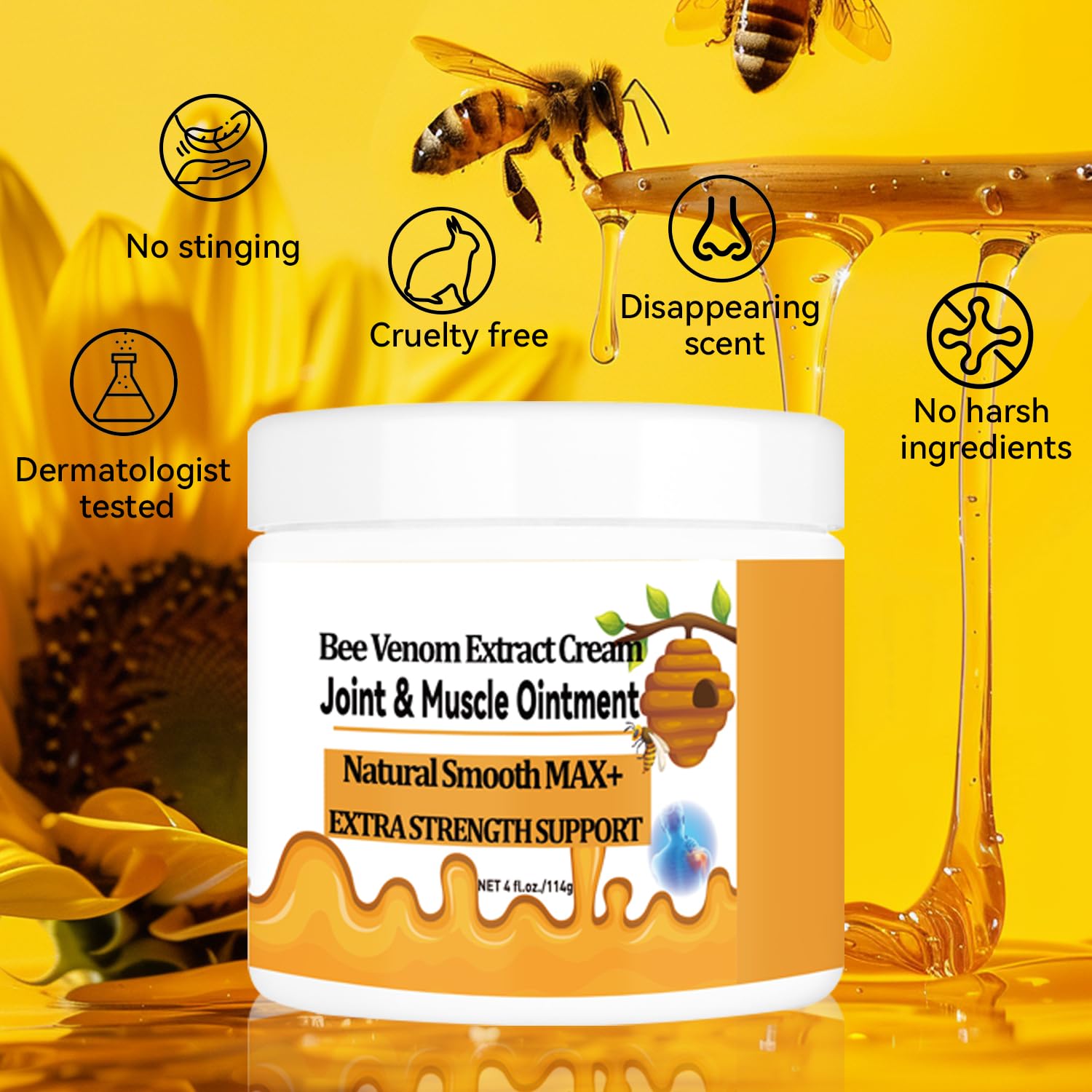 WONDROUSZ Bee Venom Joint Cream, Extra Strength Muscle & Bone Soothing Ointment, for Shoulder, Back, Neck, Hands, Feet, Leg, Knees, Ankle, Arthritis, Meniscus, for Adults, Seniors WONDROUSZAu supplements