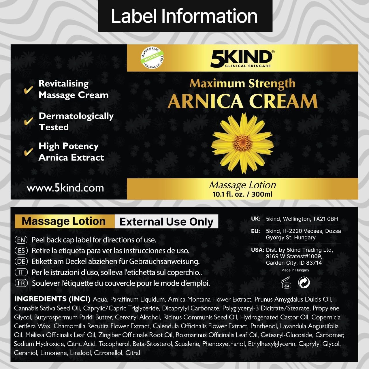 5kind Extra Strong Arnica Cream for Bruising and Swelling 10.1 Fl Oz - Arnica Bruise Cream Extra Strength Fast Healing Thin Skin - High Concentration Arnica Montana Extract for Bruises-Natural Formula 5kind clinical skincareAu supplements