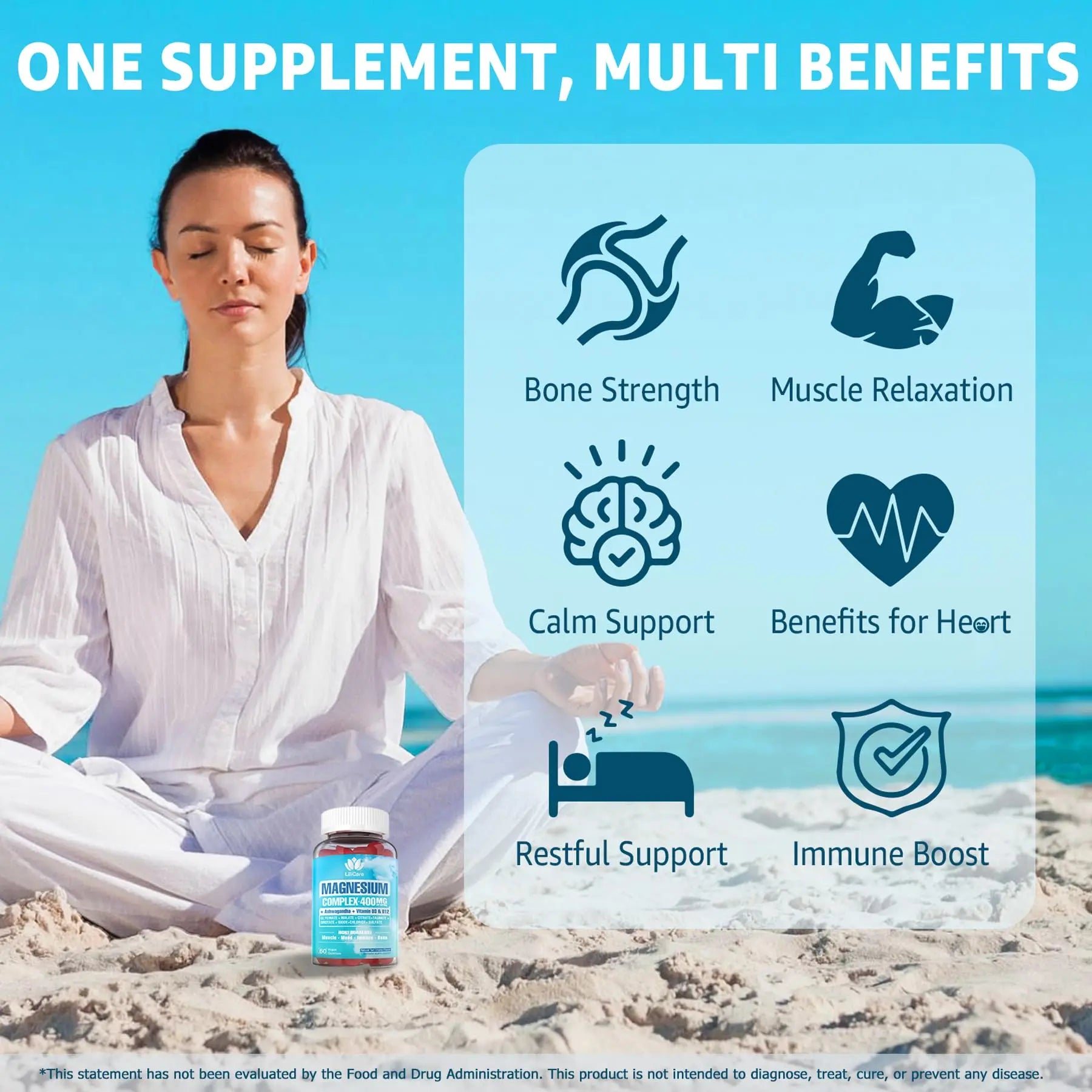 Sugar Free Magnesium Complex for Women, Calm Magnesium Gummies for Adults 400mg, Magnesium Glycinate, Citrate, Malate & More- Magnesium Gummy with Magnesium Ashwagandha, D3, B12 for Relax, Calm, Vegan LILICAREnz supplements