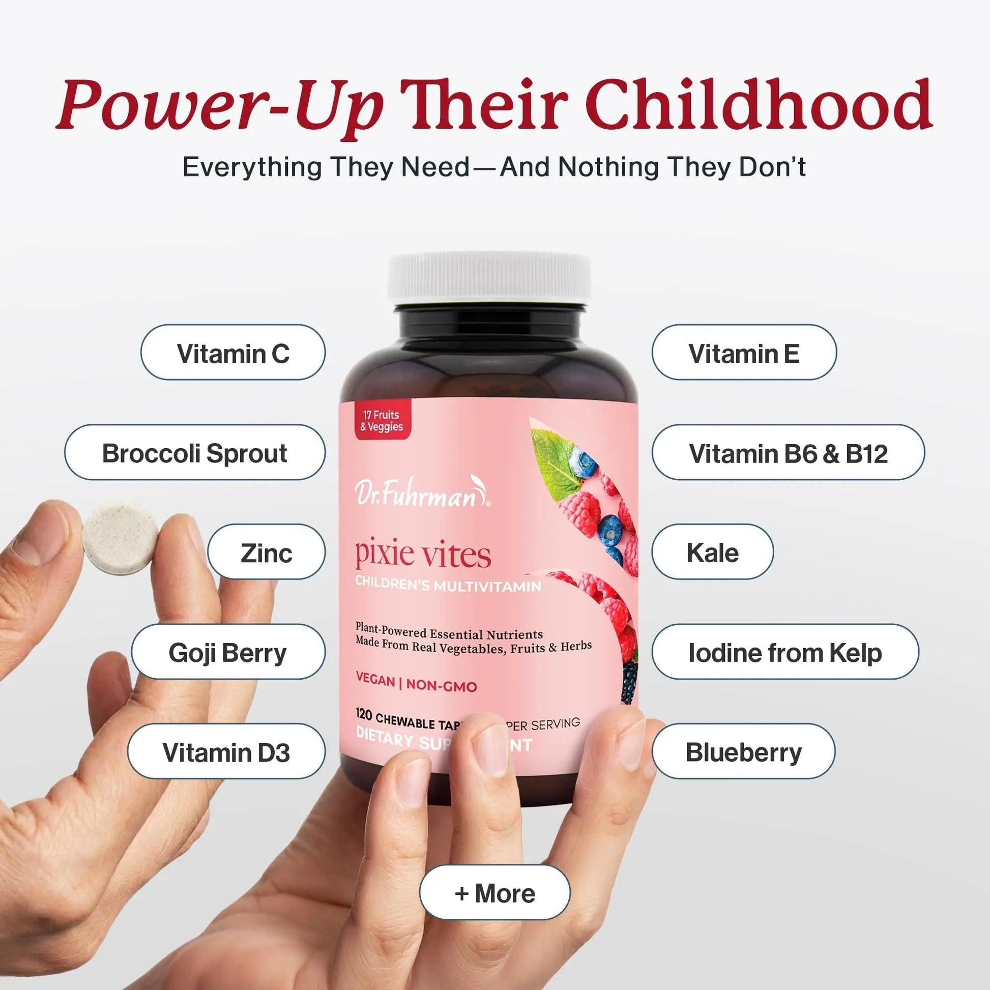 Dr. Fuhrman Pixie Vites Chewable Children's multivitamin | Whole Food Kids Multi with Vitamin D3, K2 & Zinc | Dr. FuhrmanAu supplements