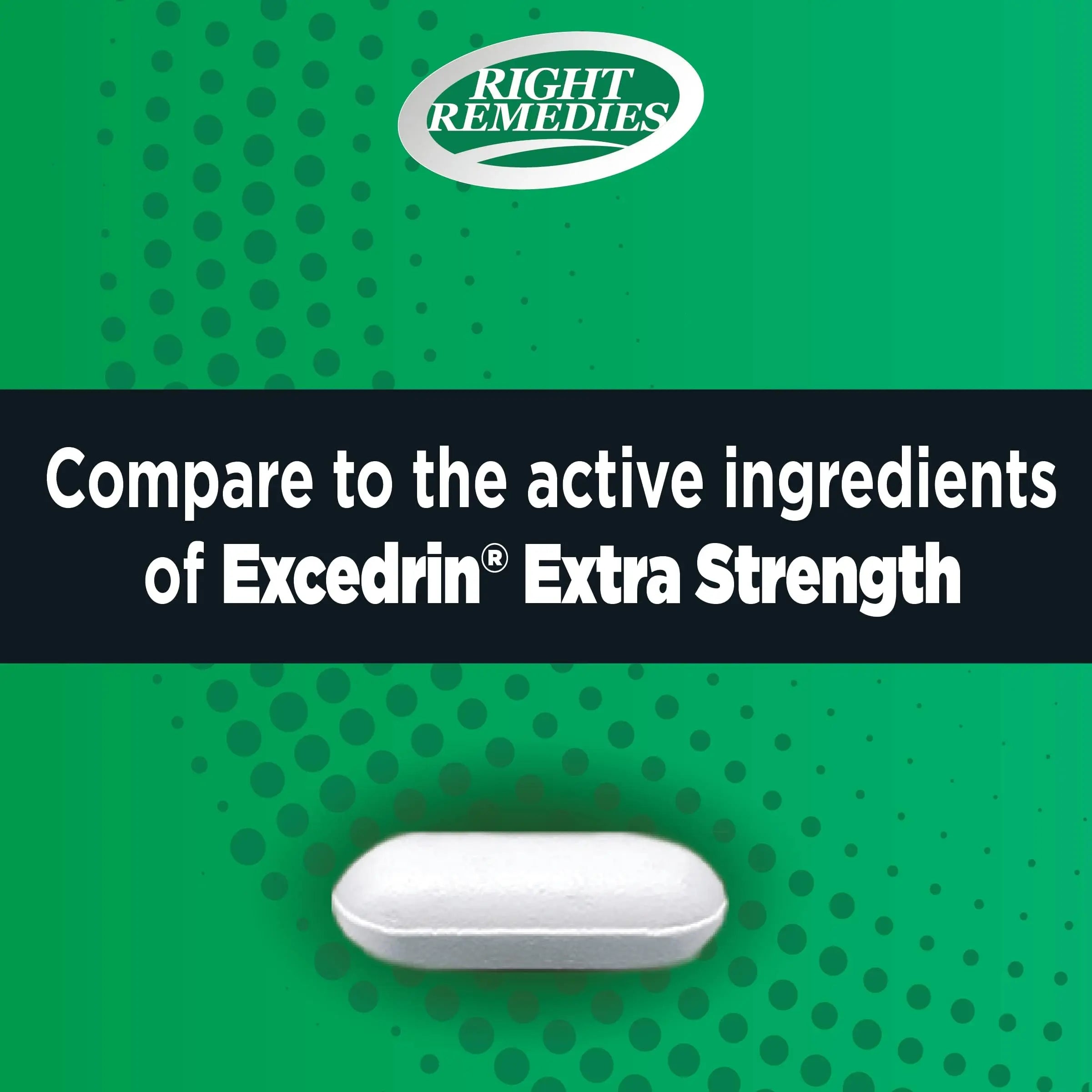 RIGHT REMEDIES Extra Strength Headache Relief with Acetaminophen, Aspirin (NSAID) & Caffeine, (300 caplets), Back & Body Pain Relief, Compare to The Active Ingredients in Excedrin® Extra Strength RIGHT REMEDIESAu supplements